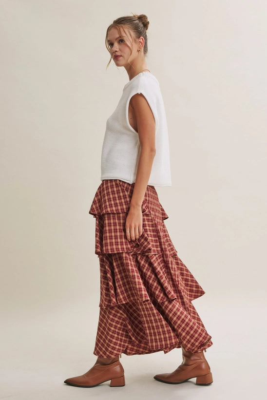 Plaid to Be Noticed Maxi Skirt
