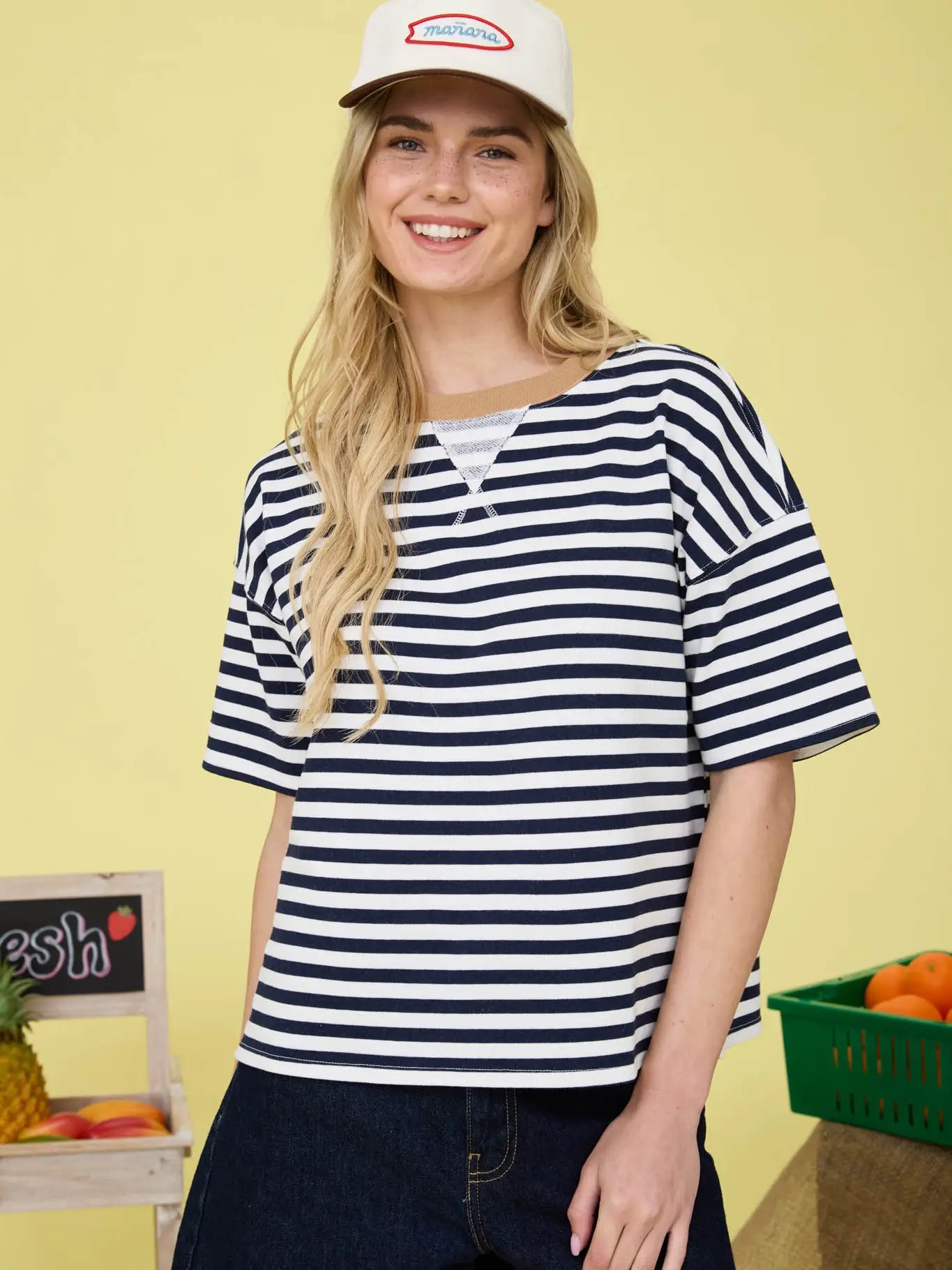 Stripe Colorblock Knit T-Shirt
