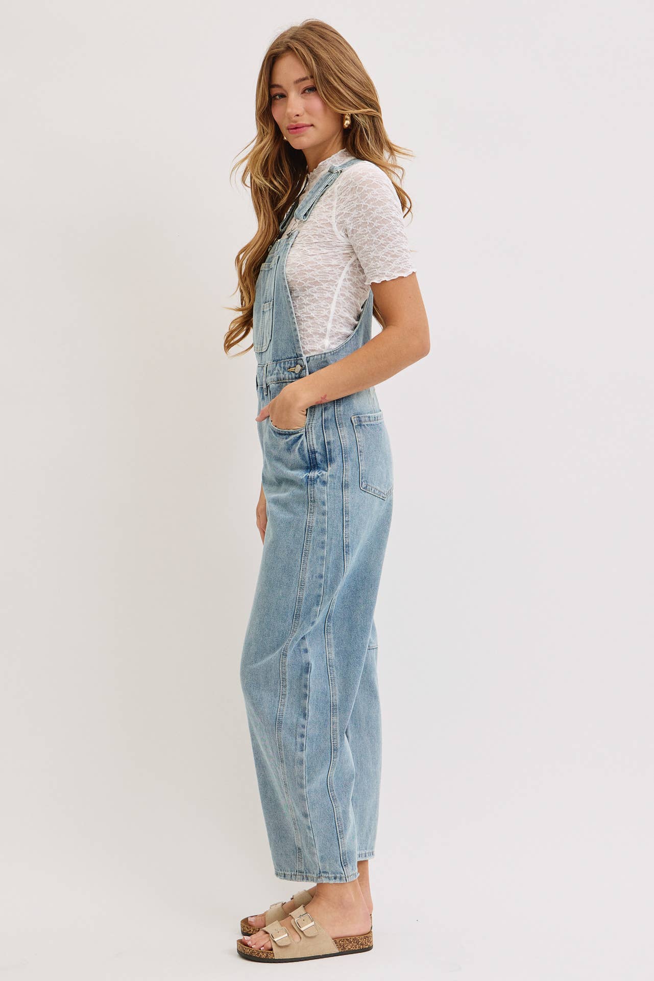 Denim Barrel Overalls