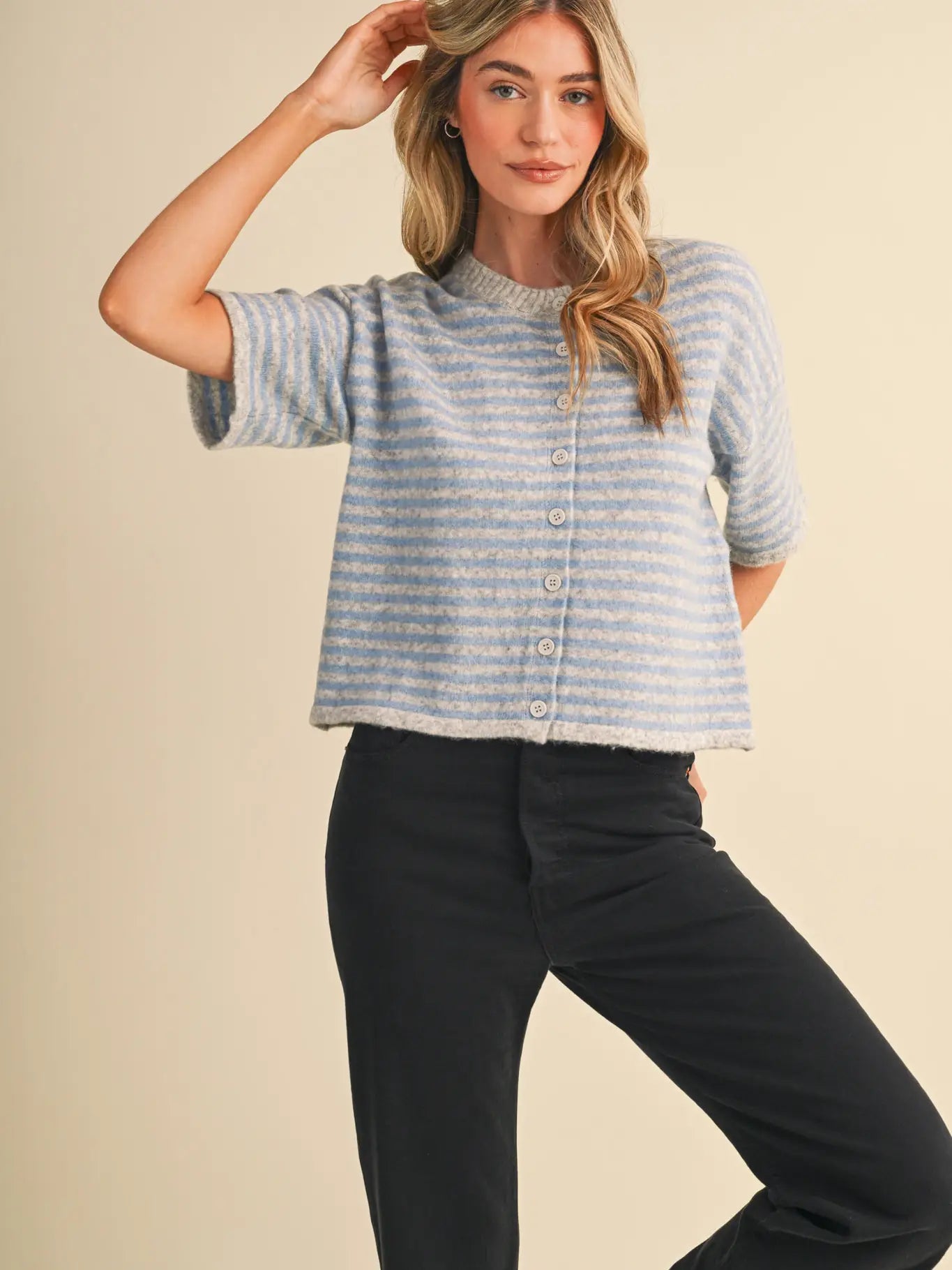 Ardyn Striped Short Sleeve Sweater