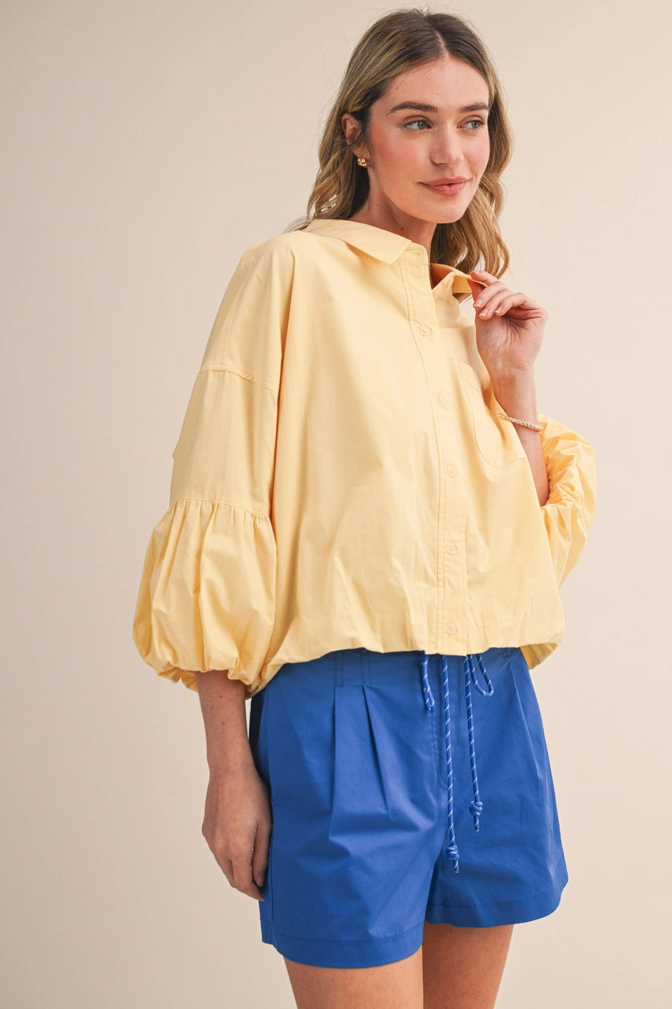 Bubble Sleeve Button Down