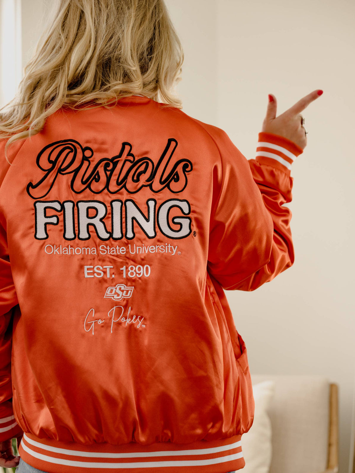 OSU Cowboys Orange Embroidered Satin Jacket