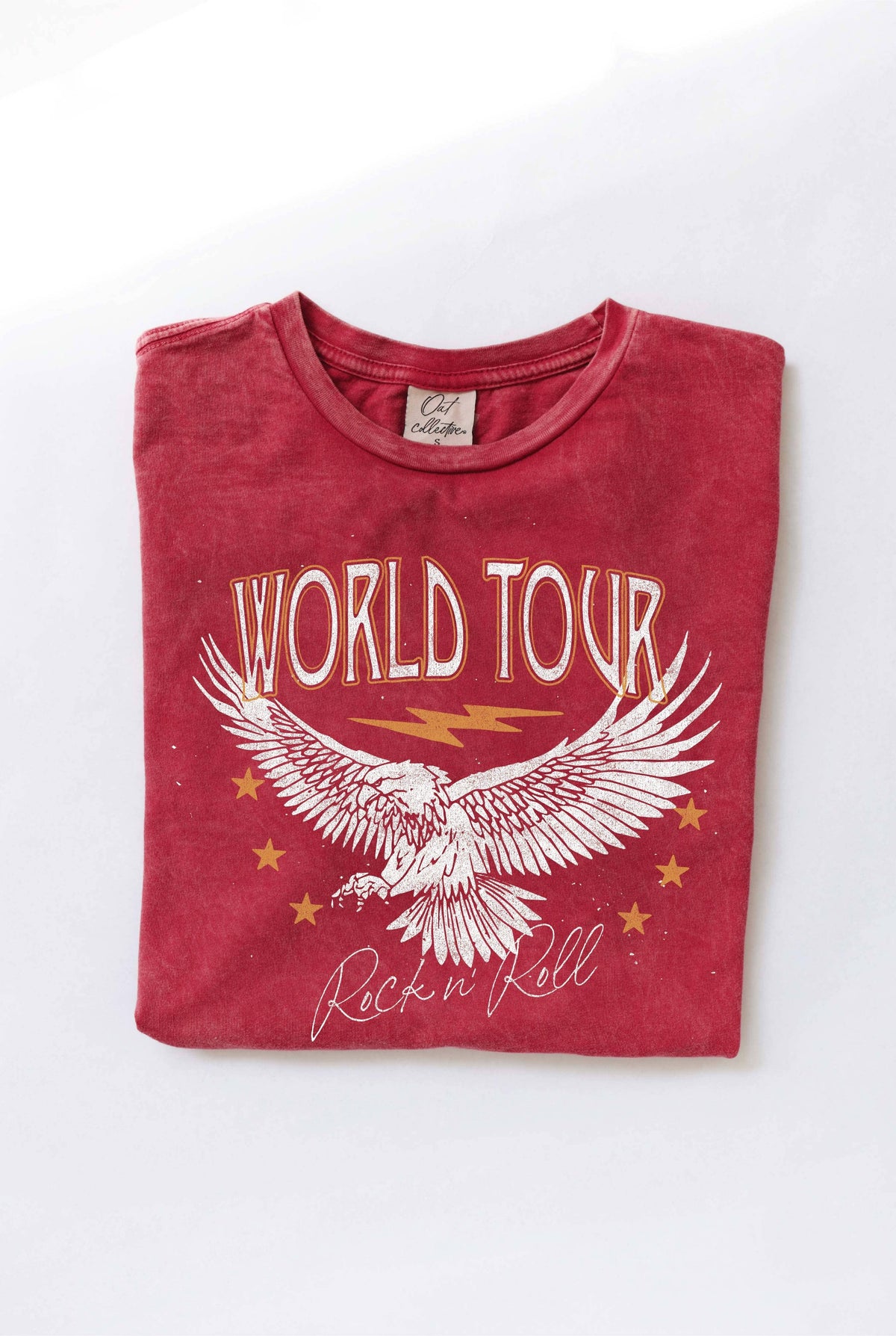 WORLD TOUR ROCK N' ROLL Mineral Washed Graphic Top