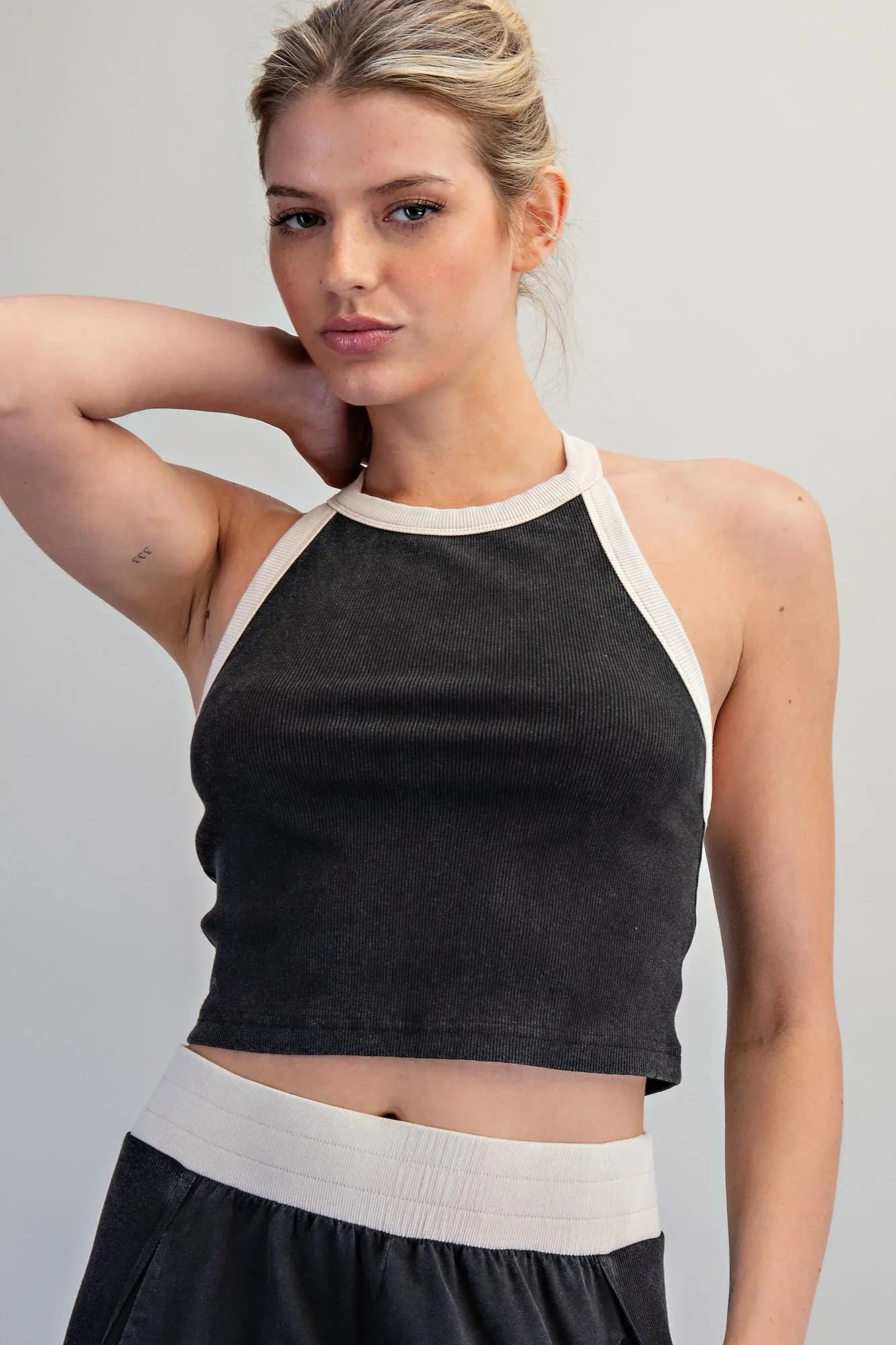 Contrast Sleeveless Back Racer Top