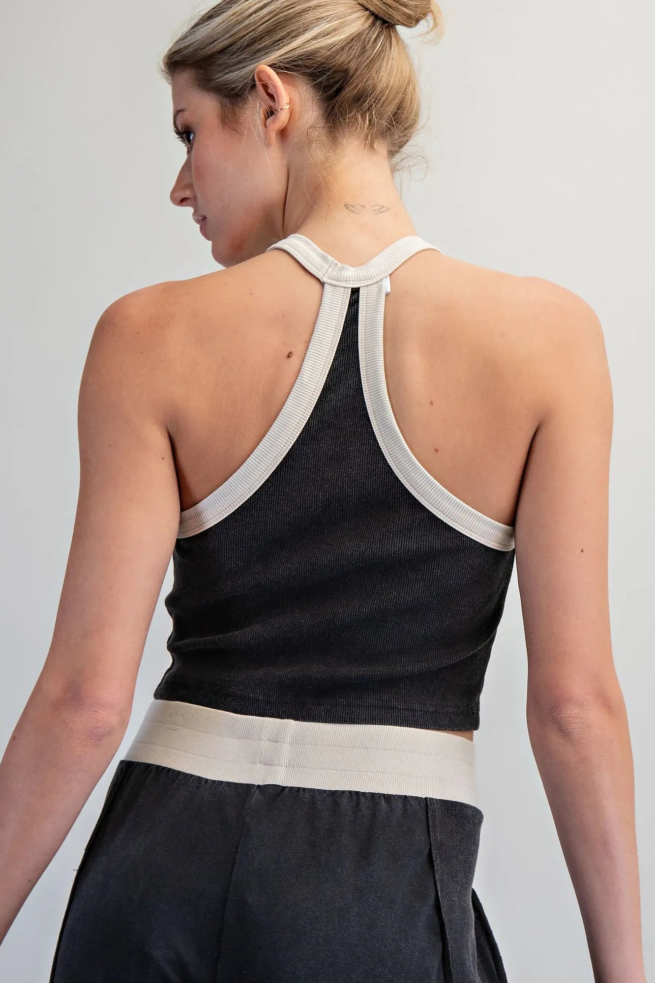 Contrast Sleeveless Back Racer Top