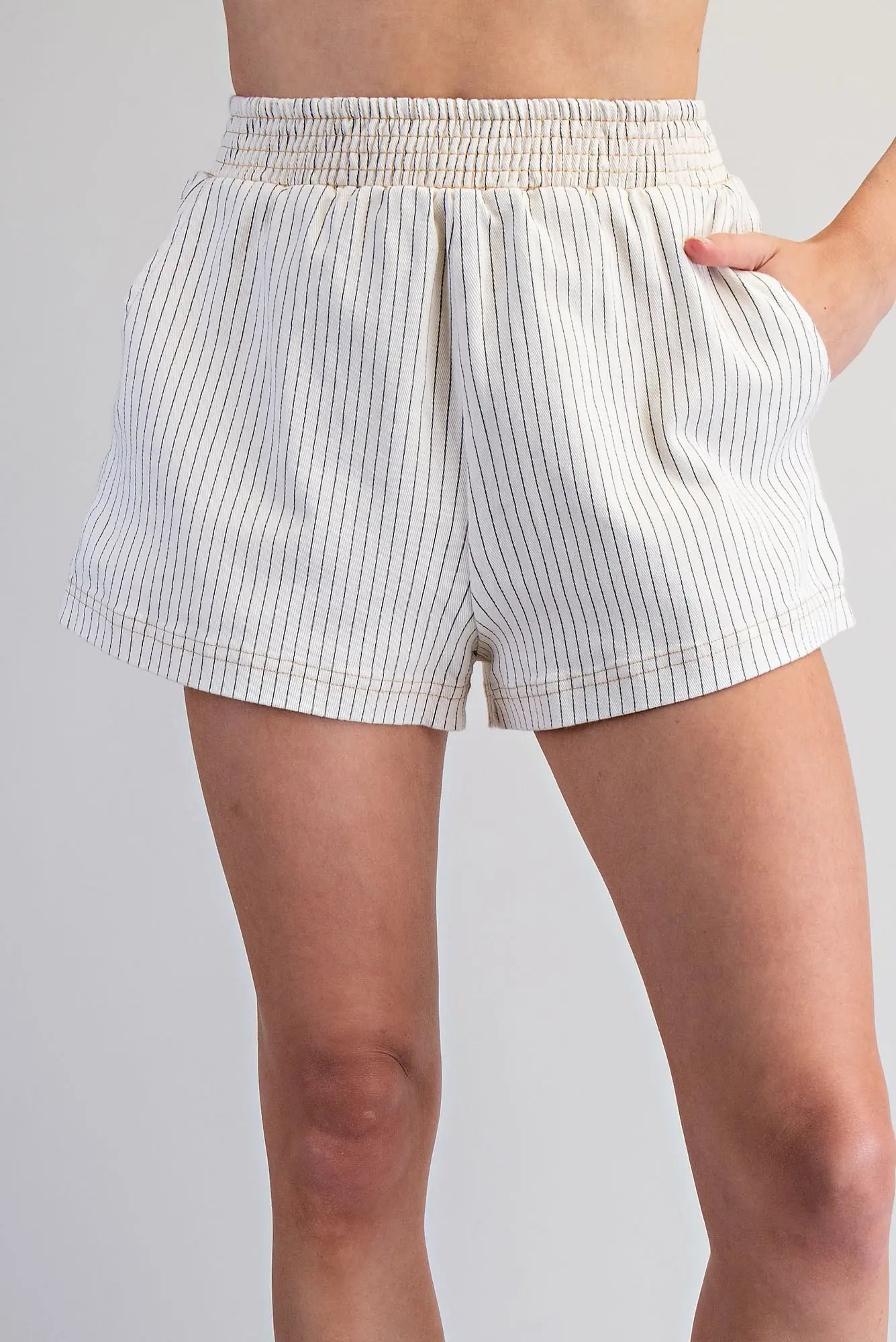 Mineral Washed Striped Shorts