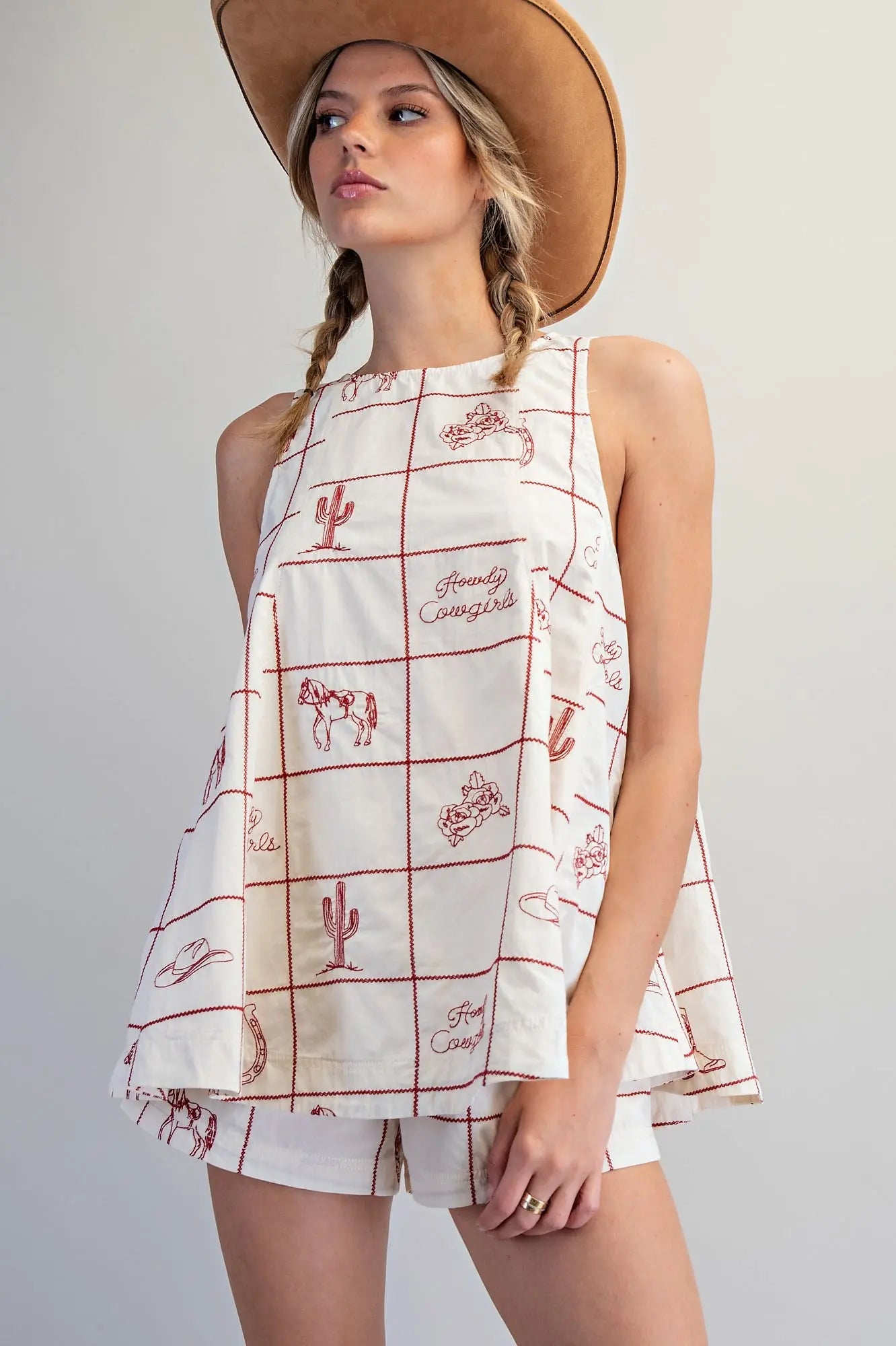 Western Pattern Sleeveless Swing Top