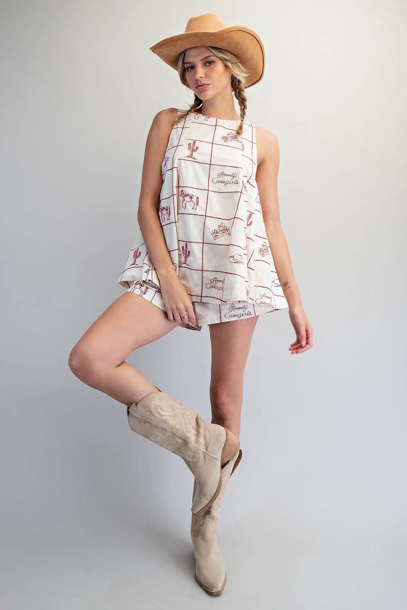 Western Pattern Sleeveless Swing Top