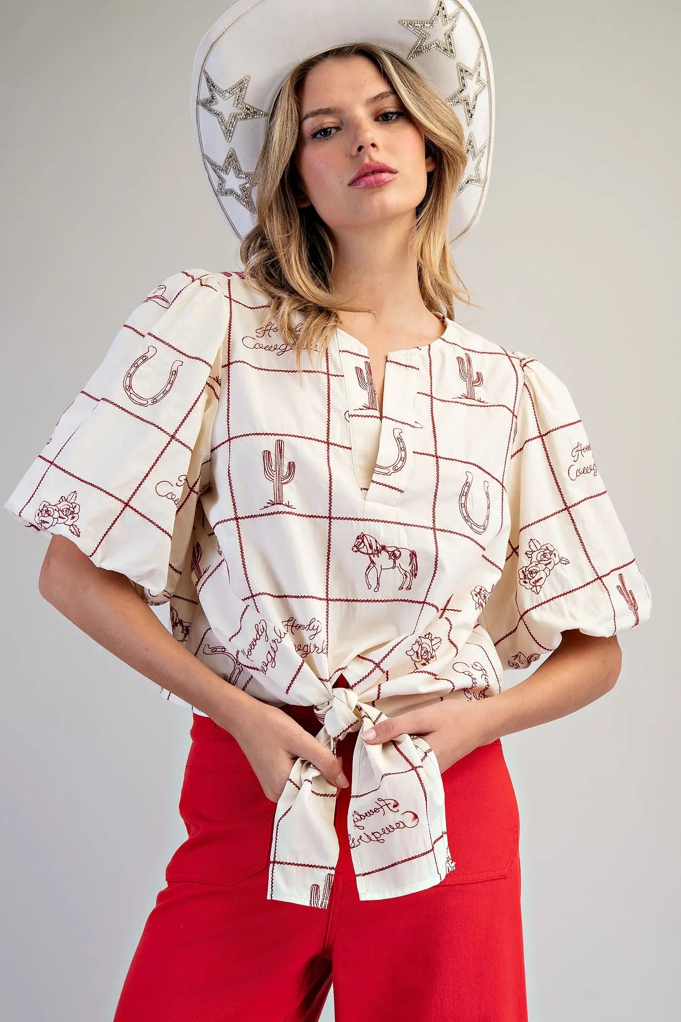 Western Front Tie Blouse