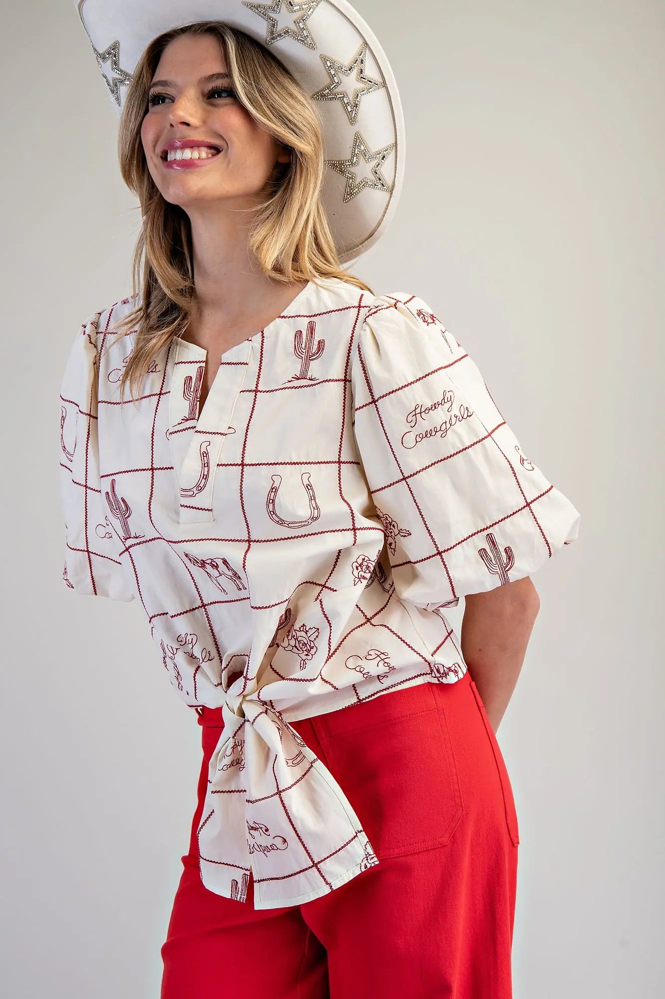 Western Front Tie Blouse