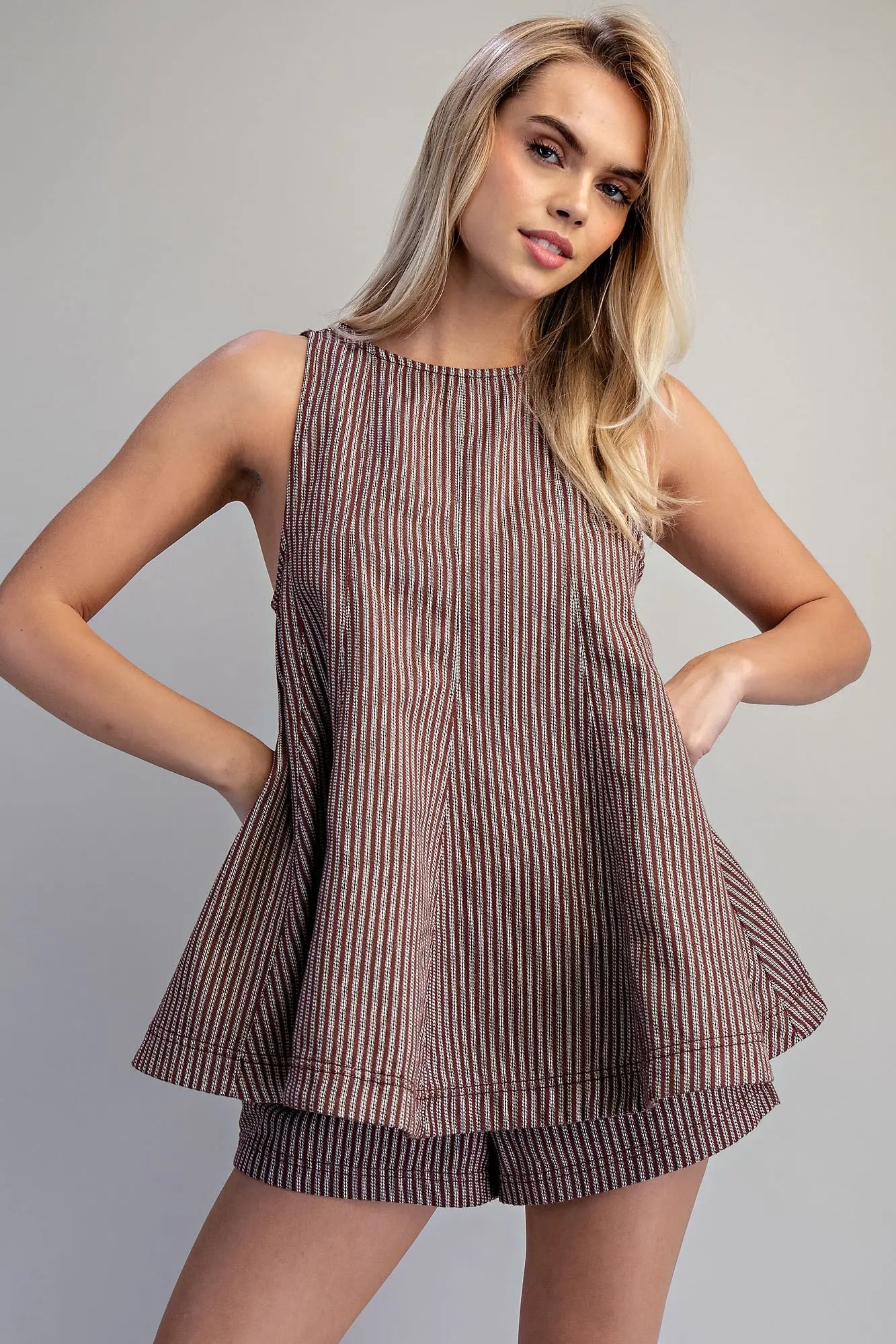 Mineral Washed Striped Swing Top