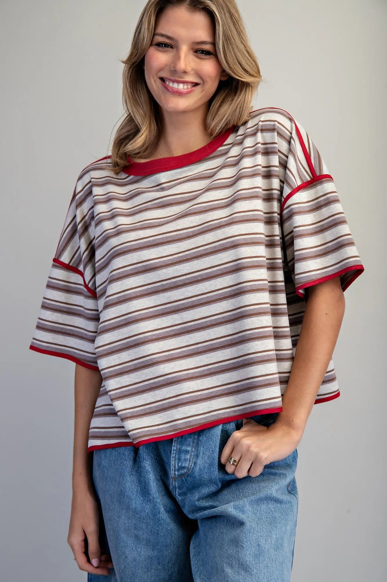 Striped Short Sleeve Boxy Top