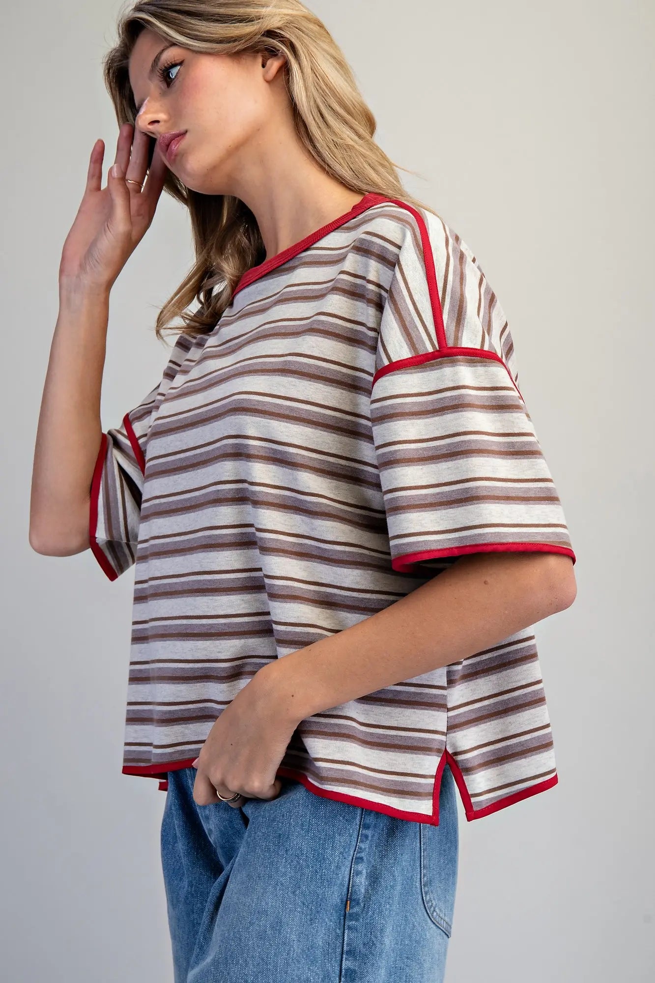 Striped Short Sleeve Boxy Top