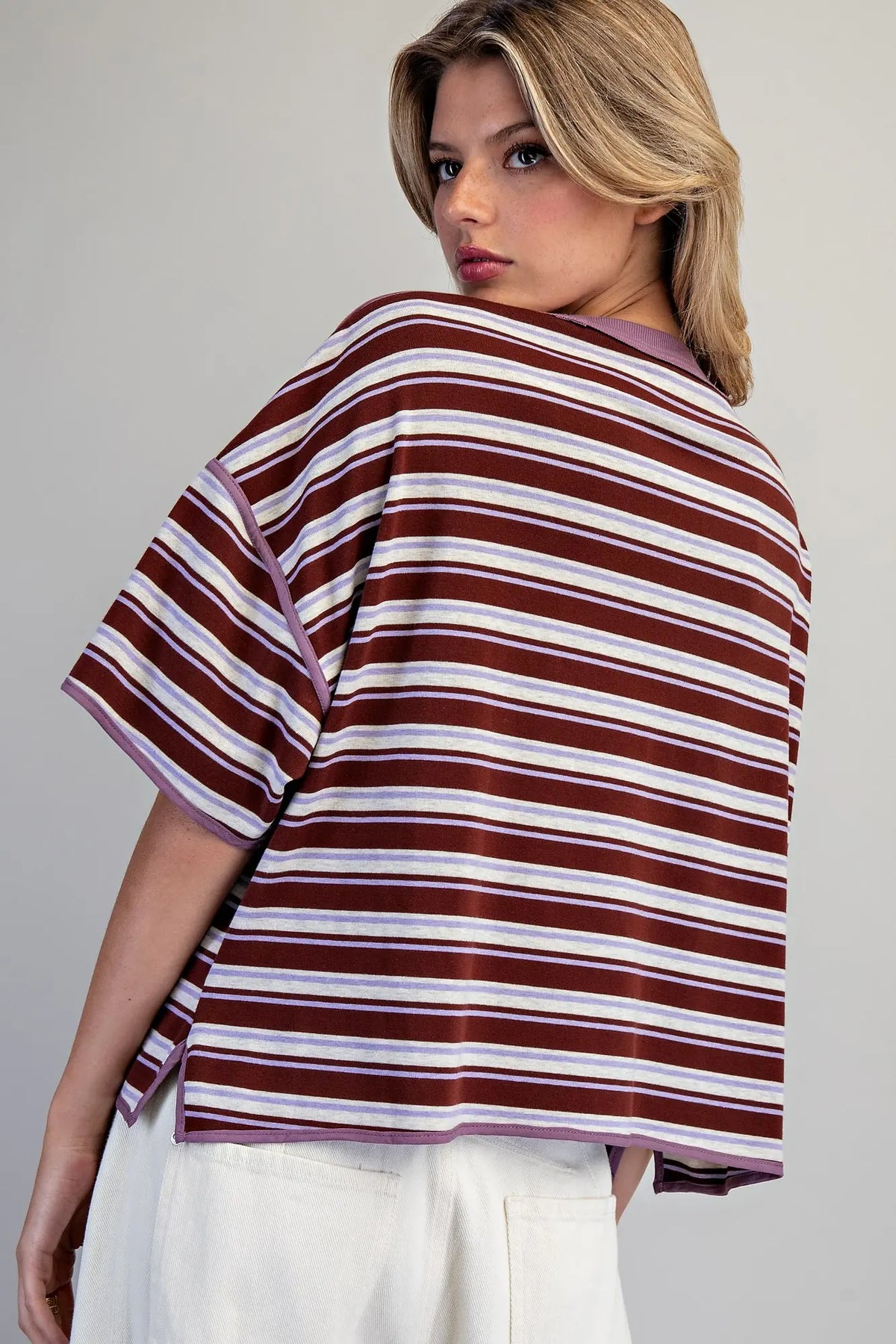 Striped Short Sleeve Boxy Top
