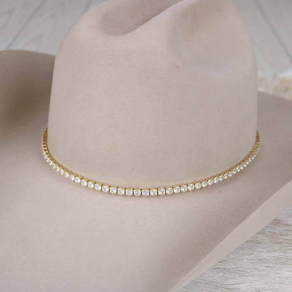 14K Tennis Chain Rhinestone Hat Band
