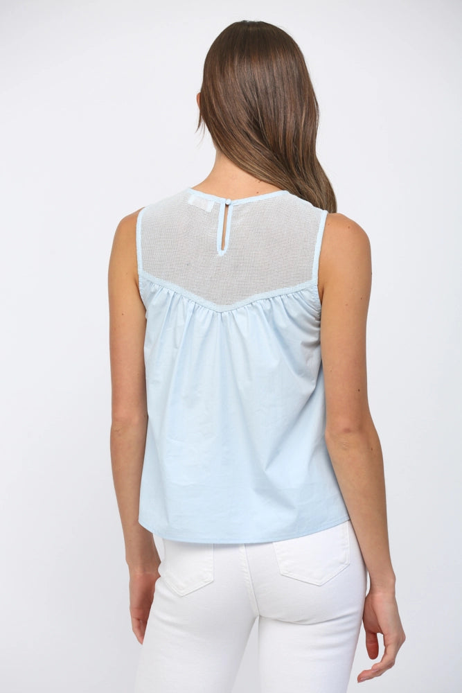 Mesh Yoke Sleeveless Top