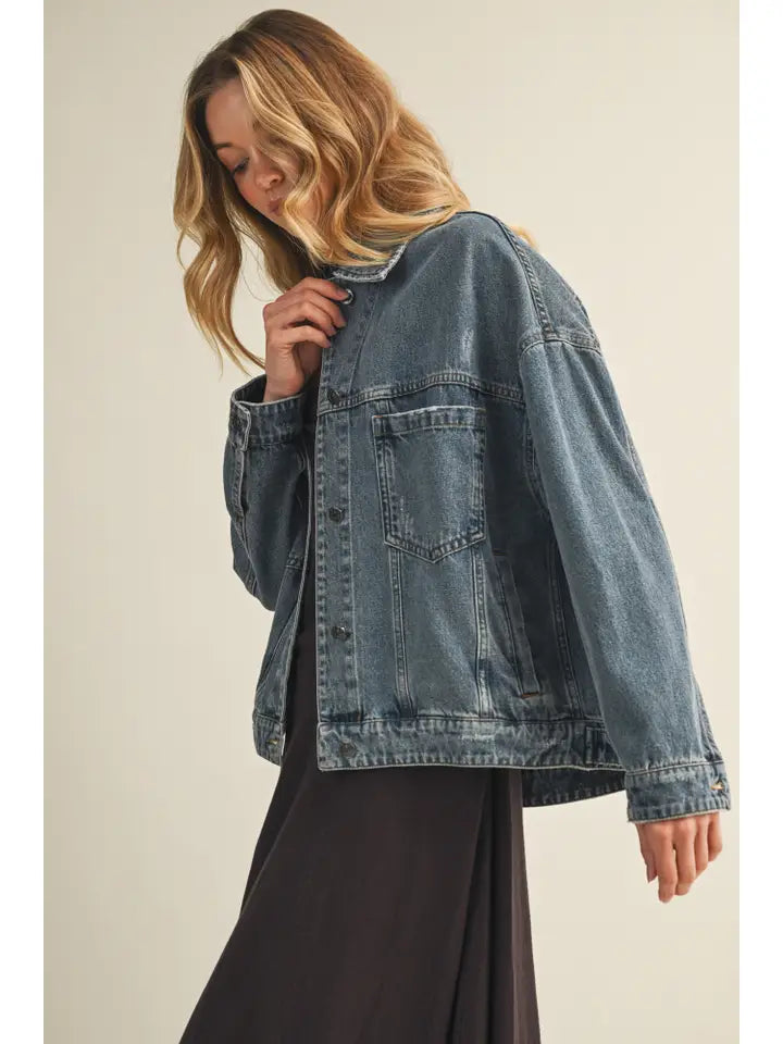 Shania Pleated Back Denim Jacket