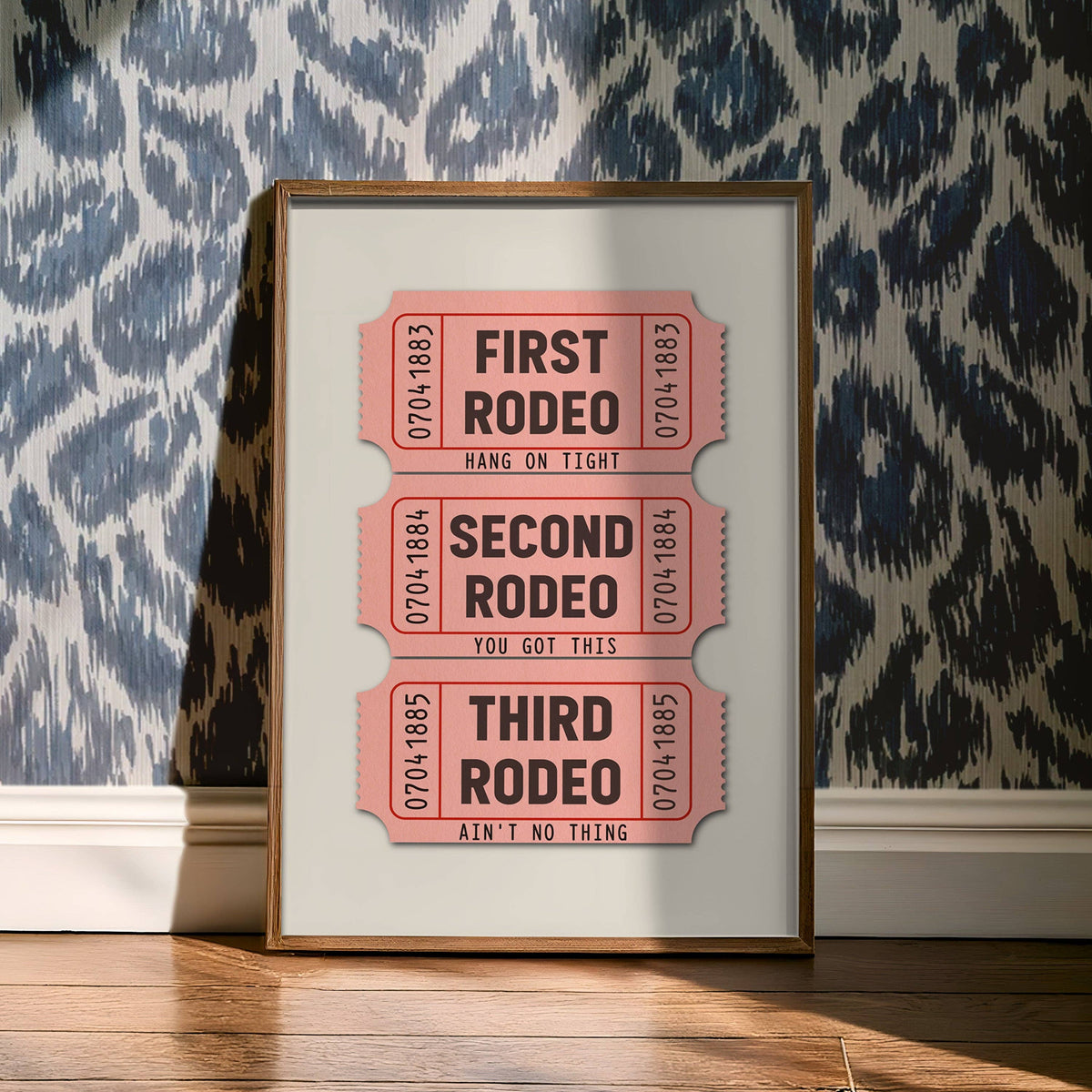 First Rodeo Ticket Stub Art Print Pink (FLAT)