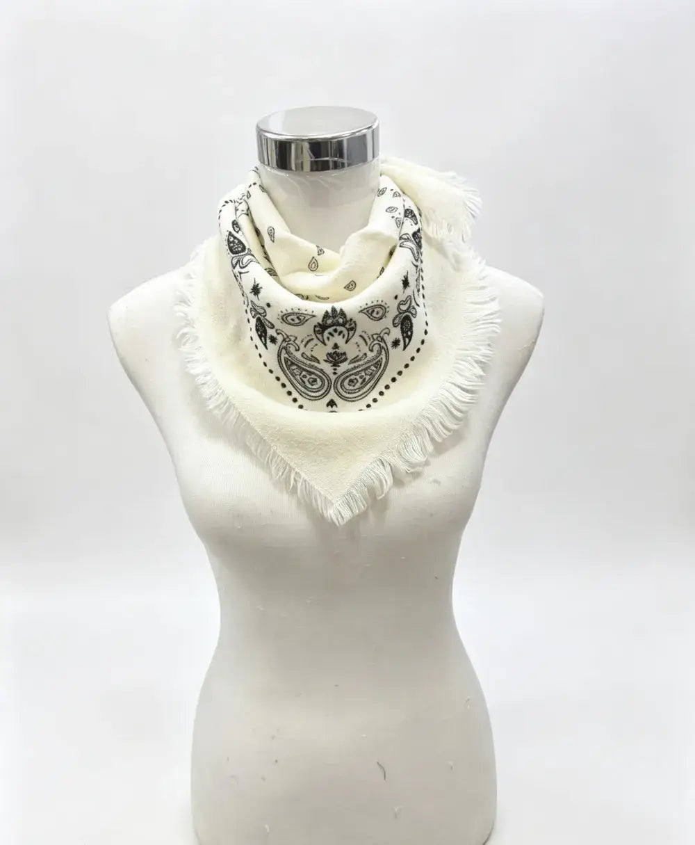 Small square scarf with bandana print: White