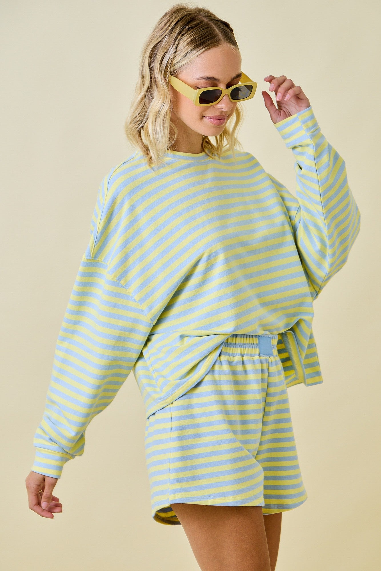 Striped Terry Lounge Sweatshirt