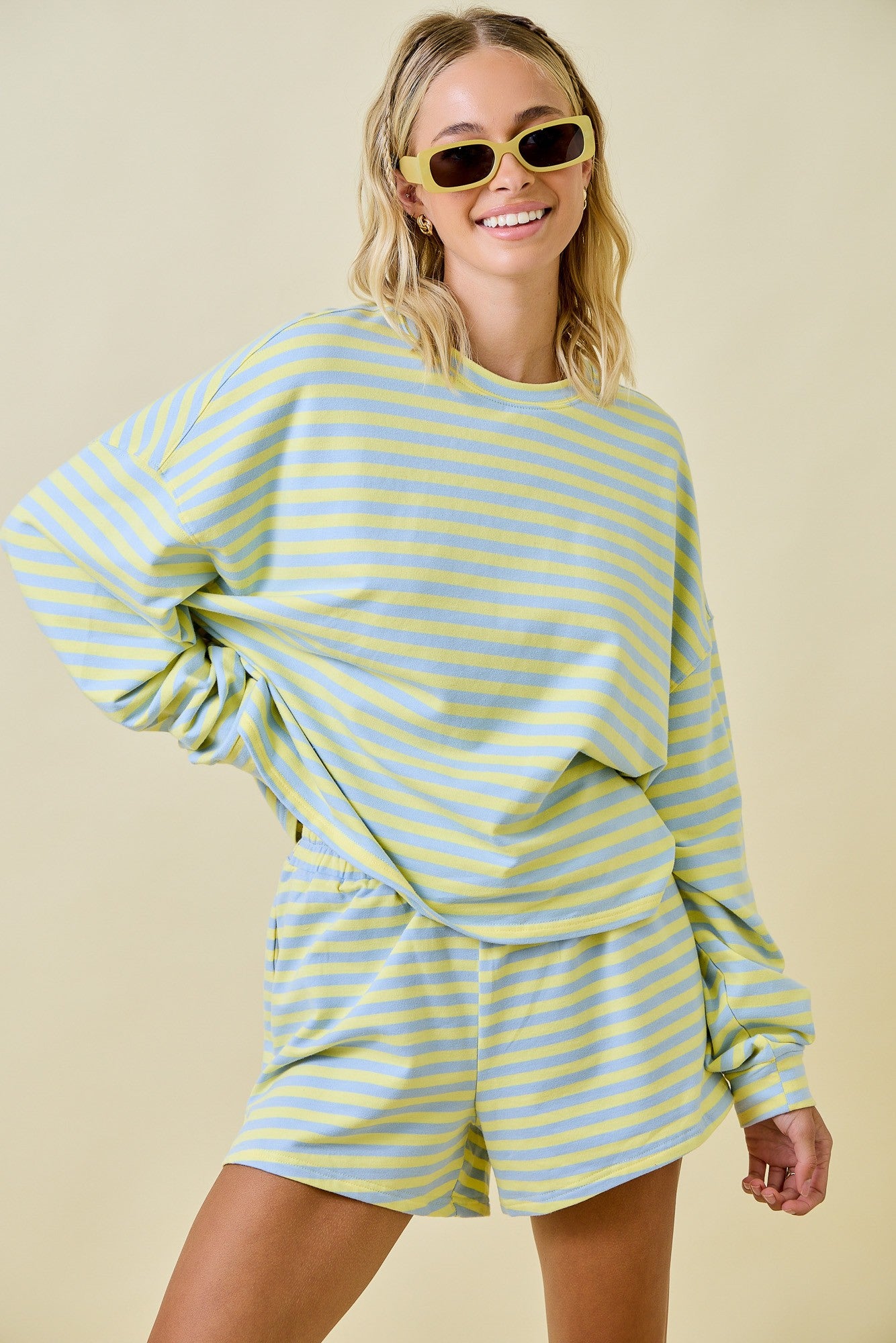 Striped Terry Lounge Sweatshirt