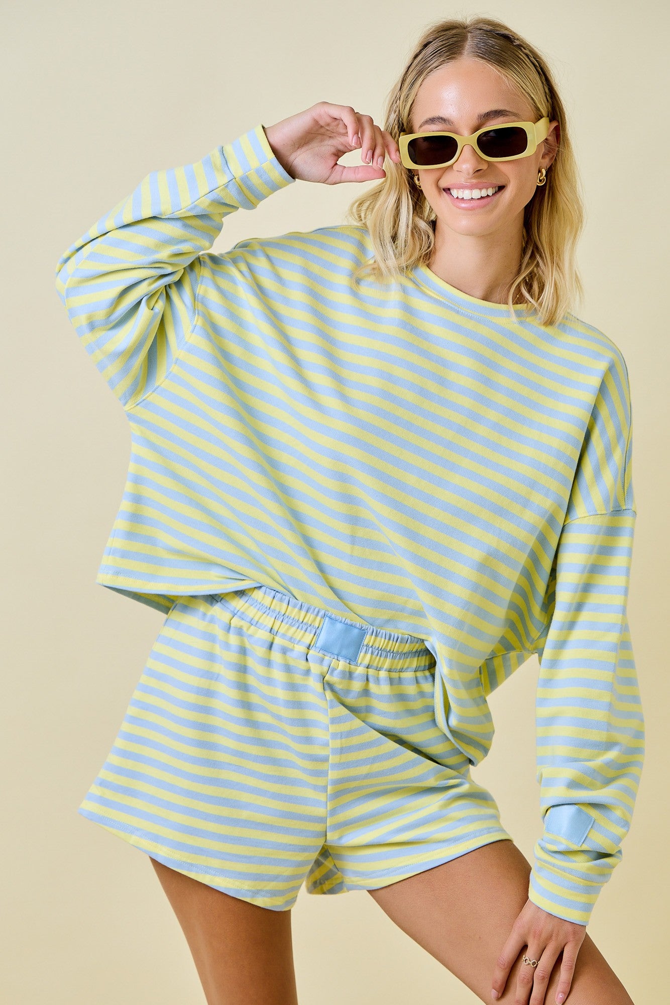 Striped Terry Lounge Sweat Shorts