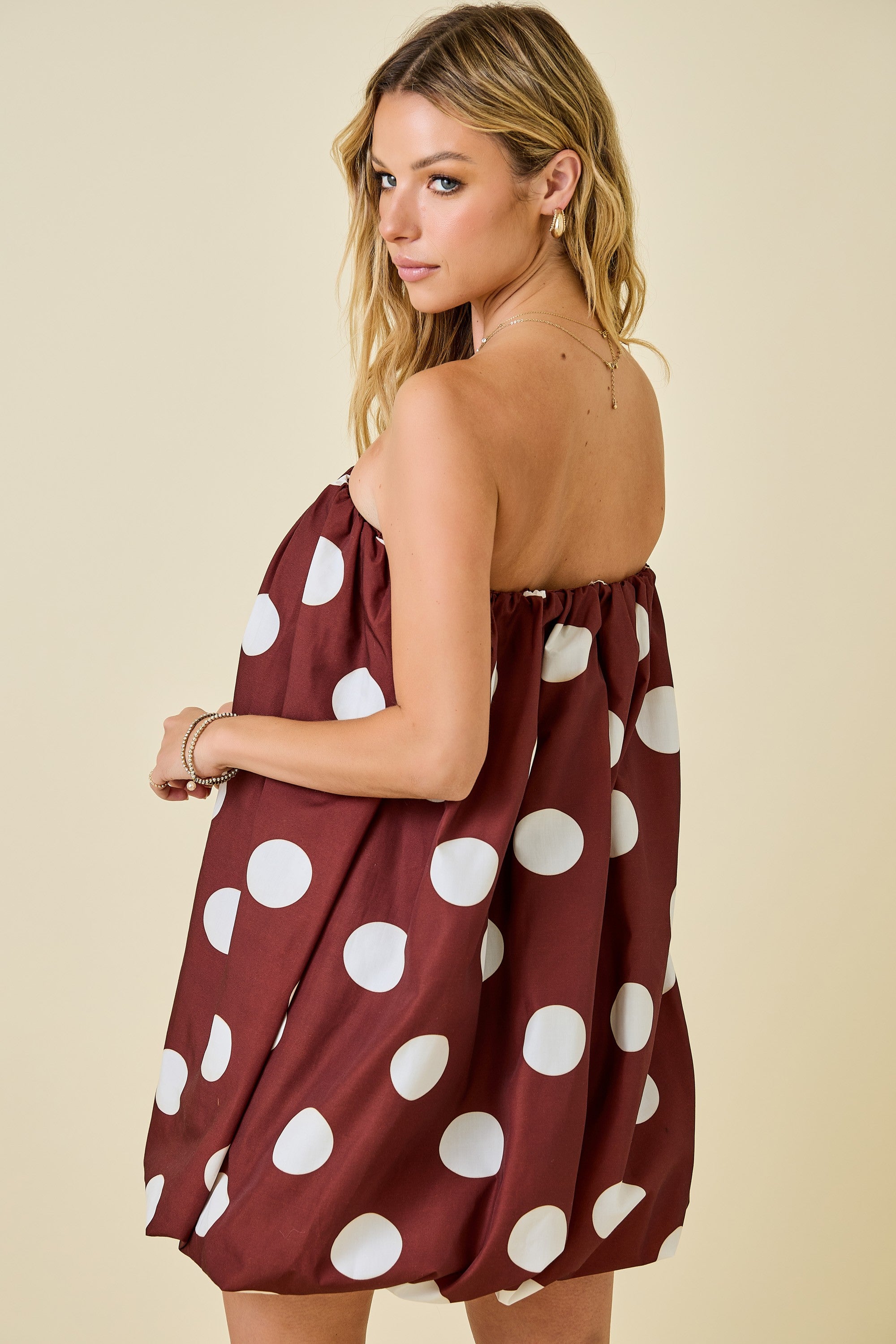 Polka Dot Strapless Bubble Dress