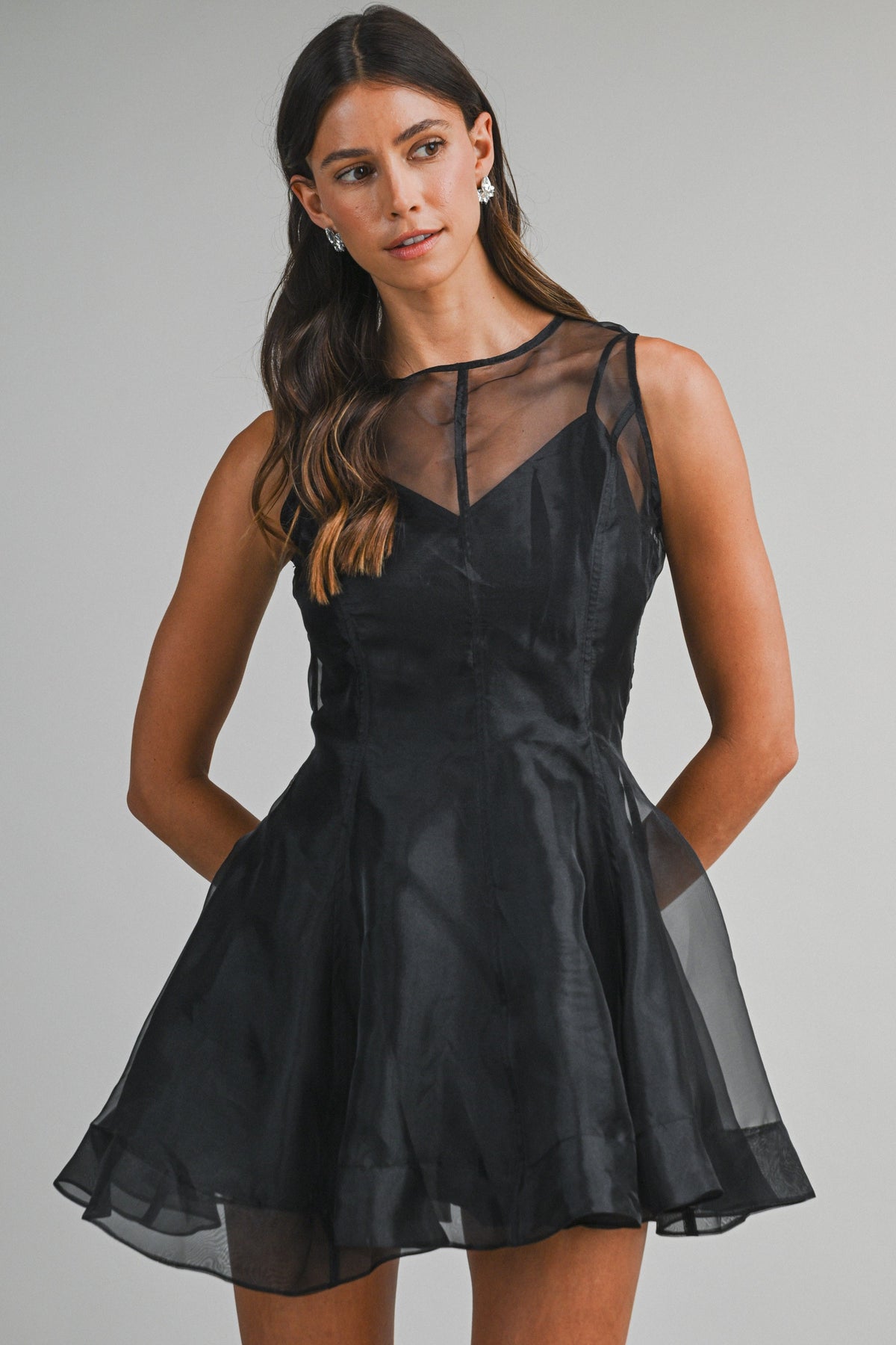 Organza Overlay Mini Dress