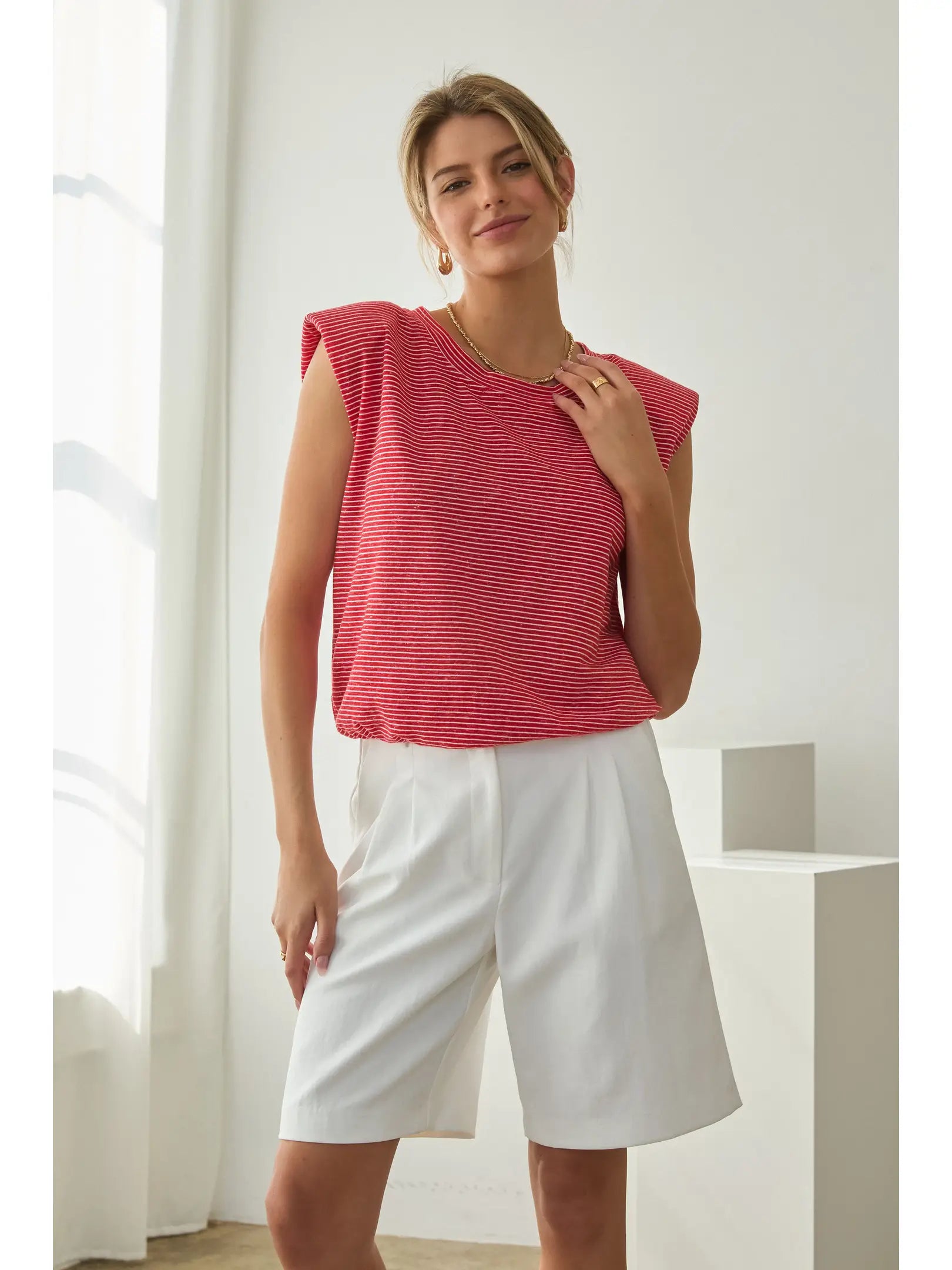 Stripe Knit Bubble Hem Tank