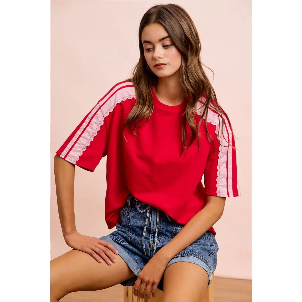 French Terry Side Lace Top