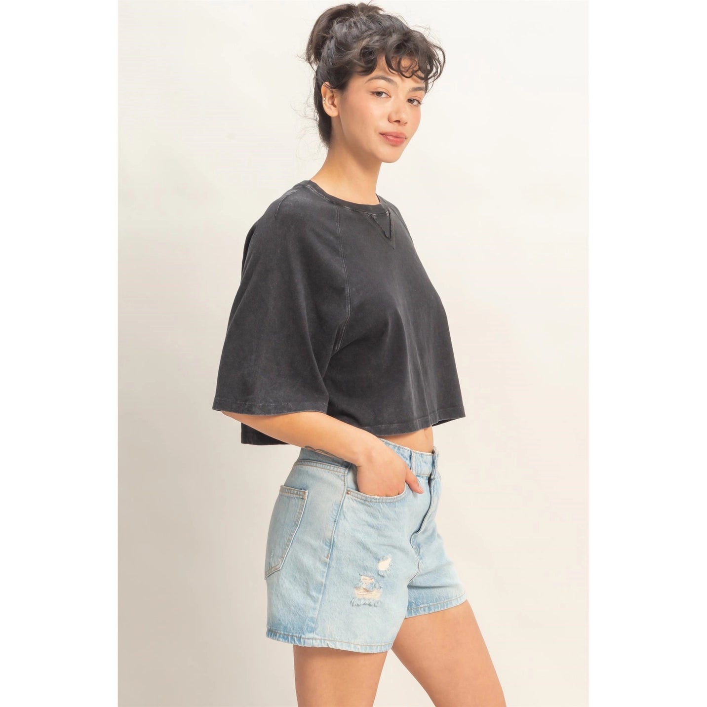 Mineral Washed Cropped Tee