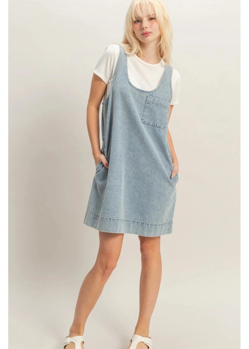 Sleeveless Denim Shift Dress