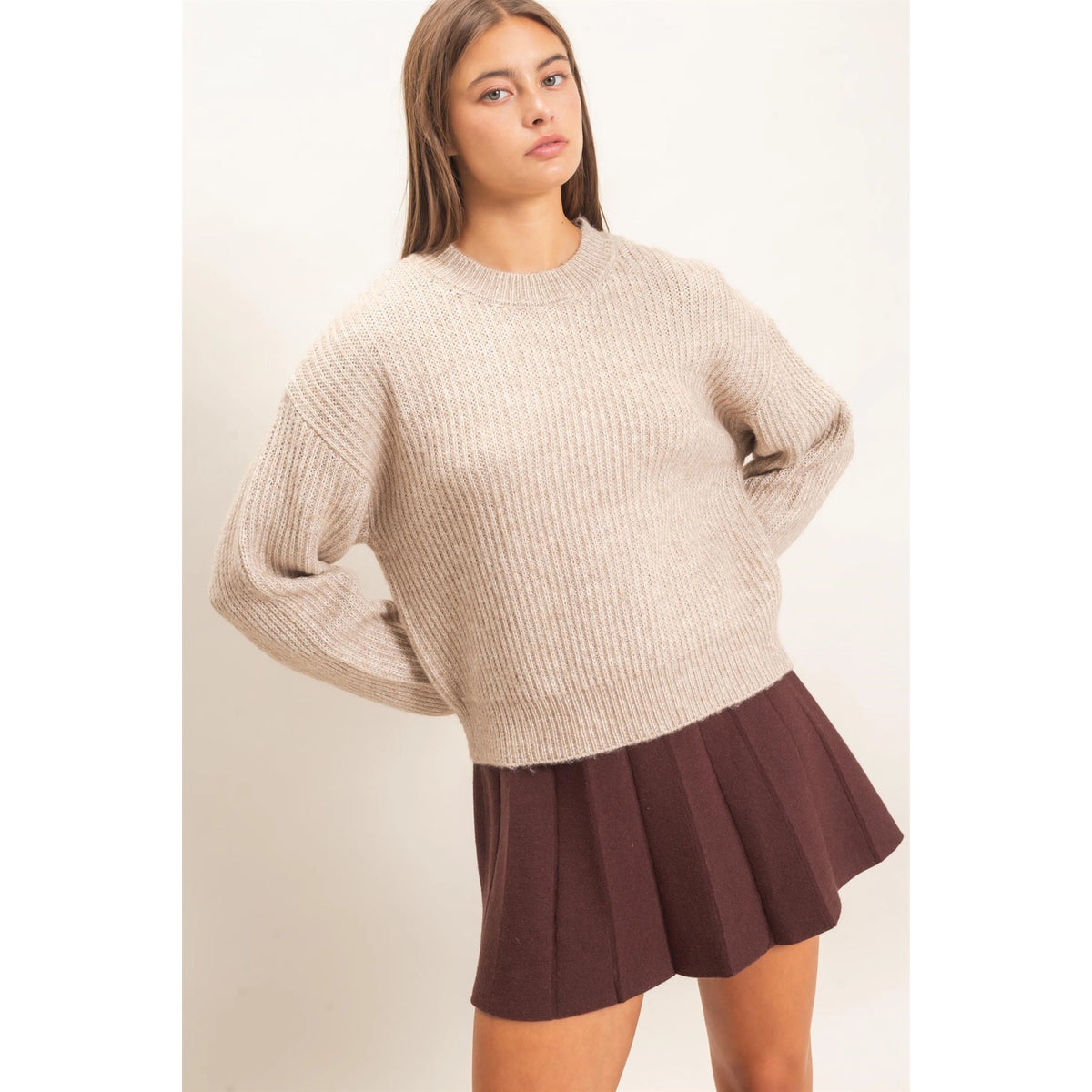 Jane Ribbed Crew Neck Sweater
