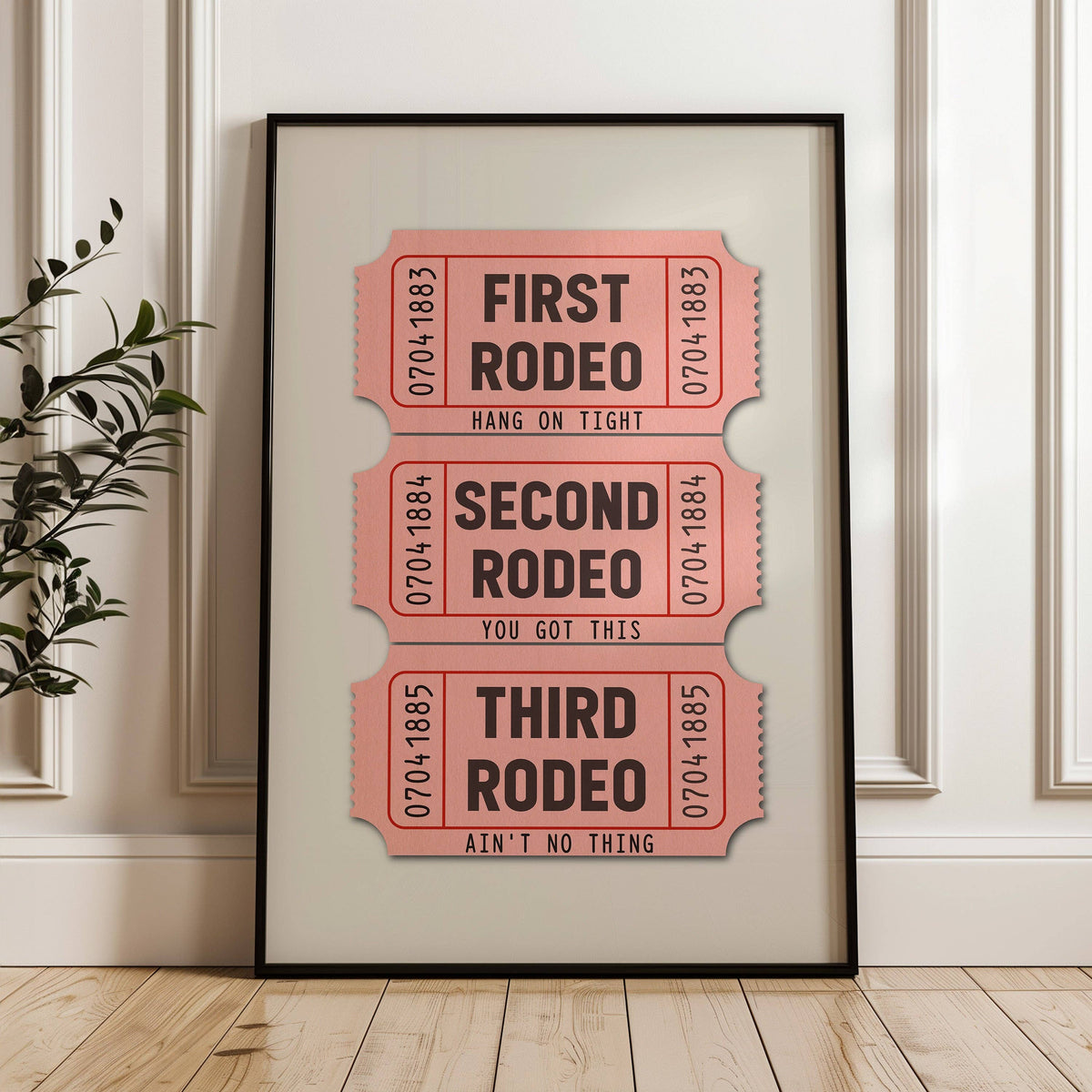 First Rodeo Ticket Stub Art Print Pink (FLAT)