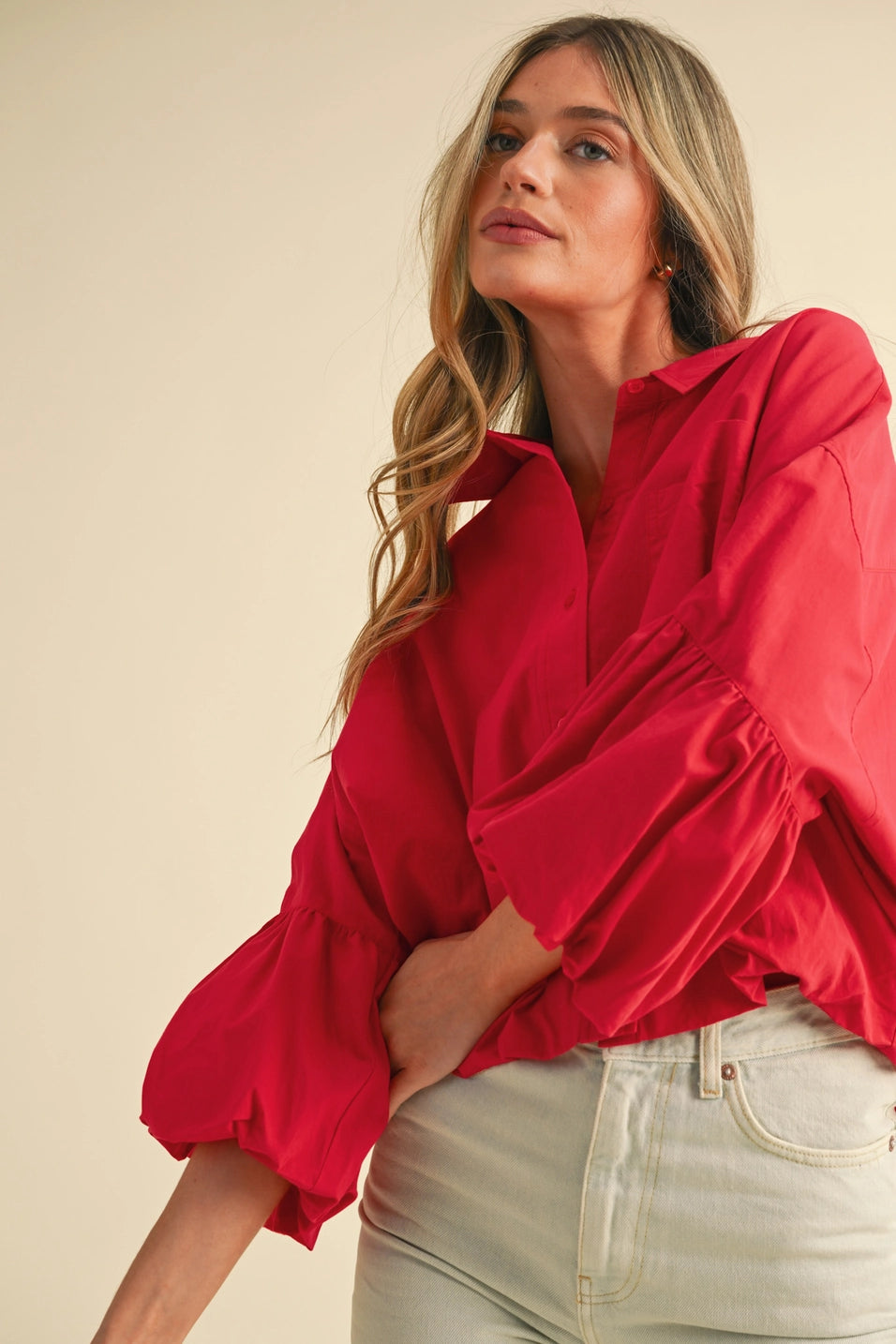 Bubble Sleeve Button Down