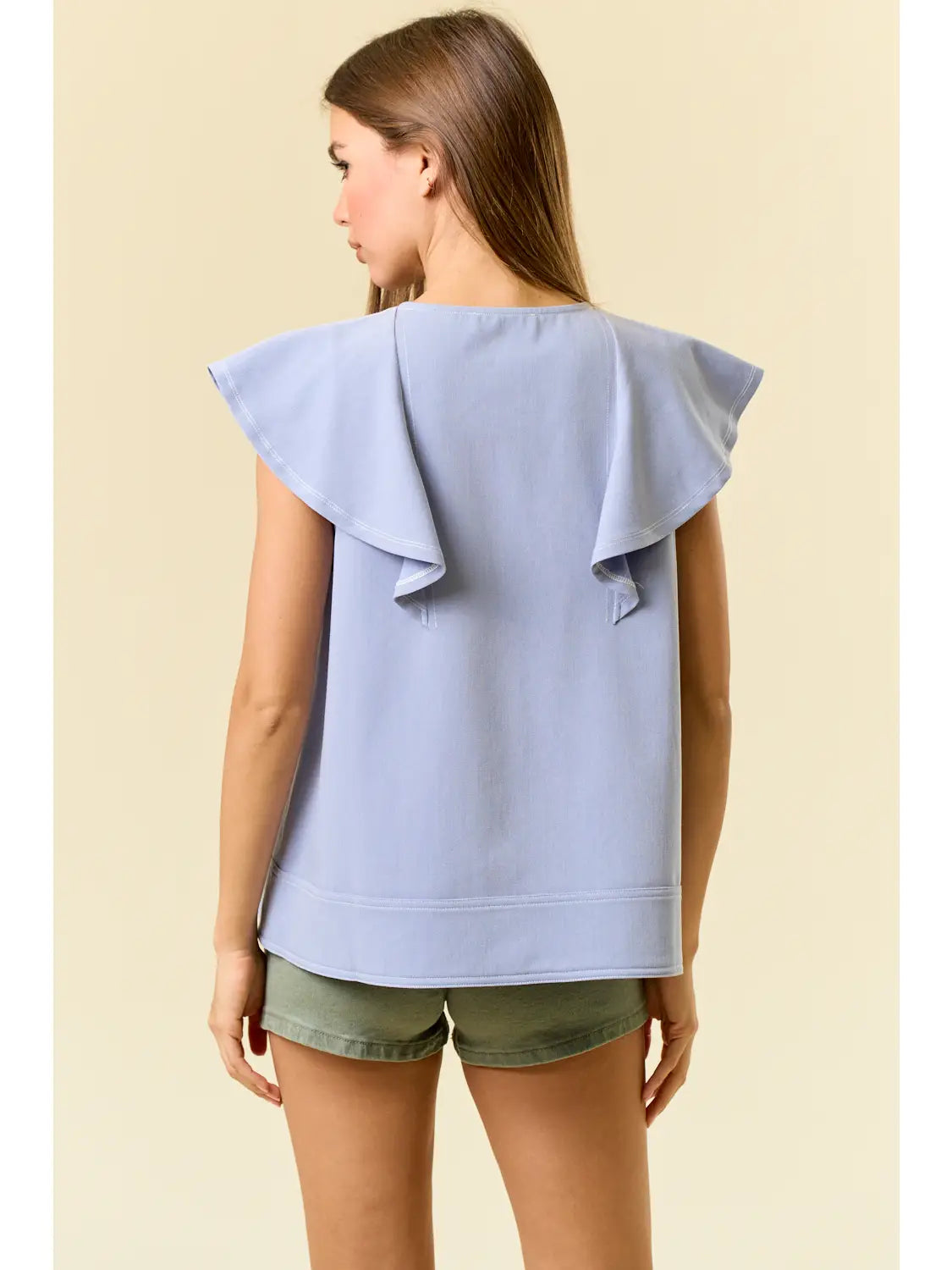 Ruffle-Neck Swing Blouse