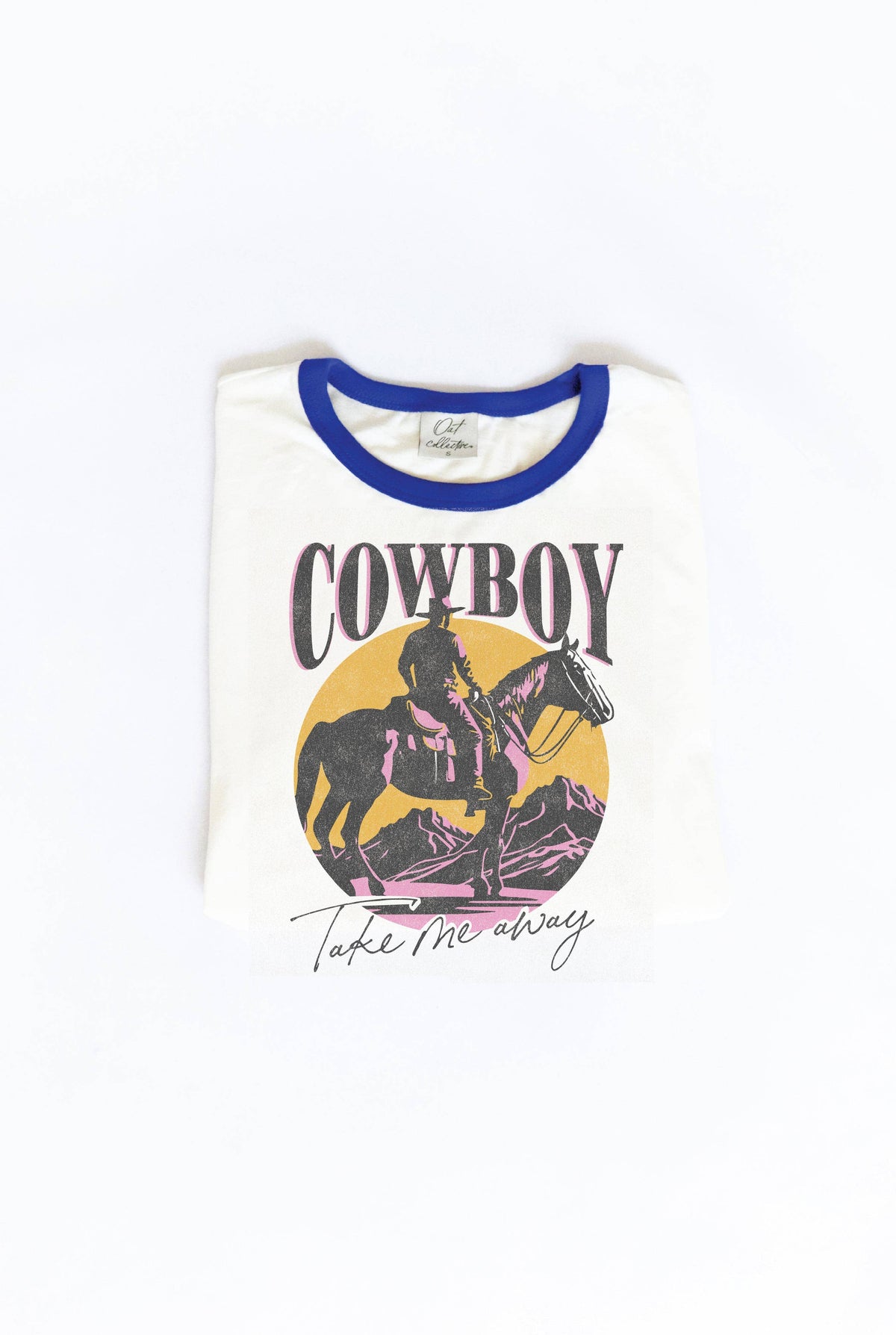 COWBOY TAKE ME AWAY Ringer Graphic T-Shirt