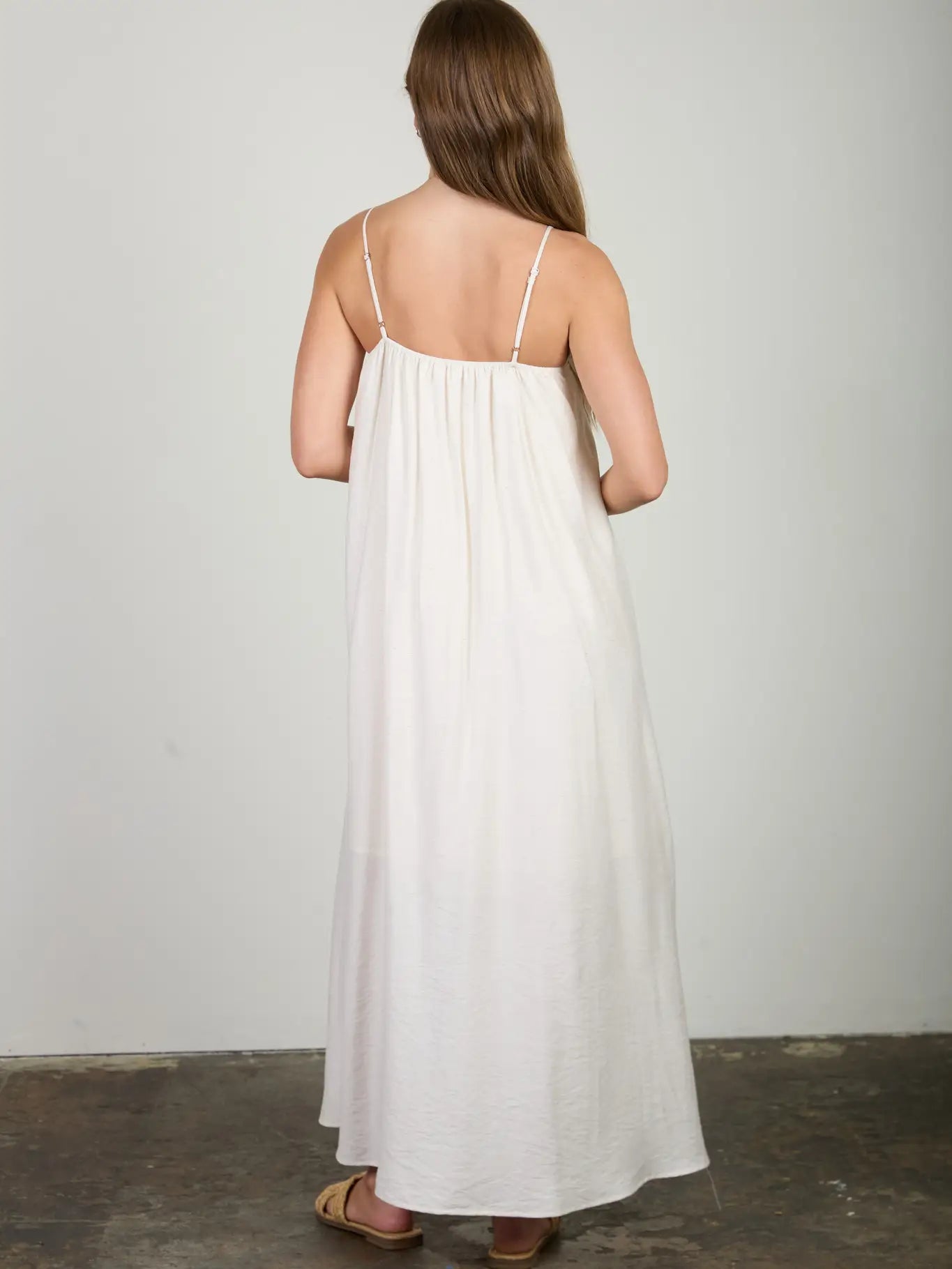 Pintuck Spaghetti Maxi Dress