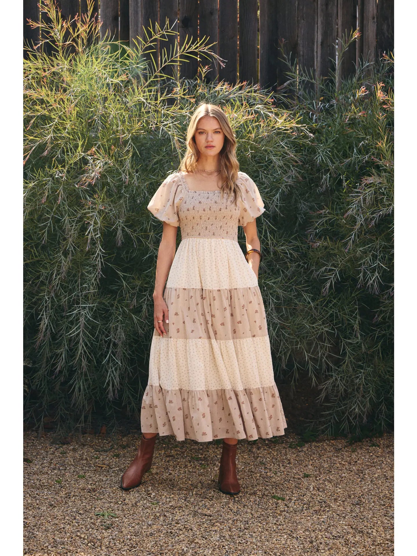 Floral Smocked Tiered Midi Dress