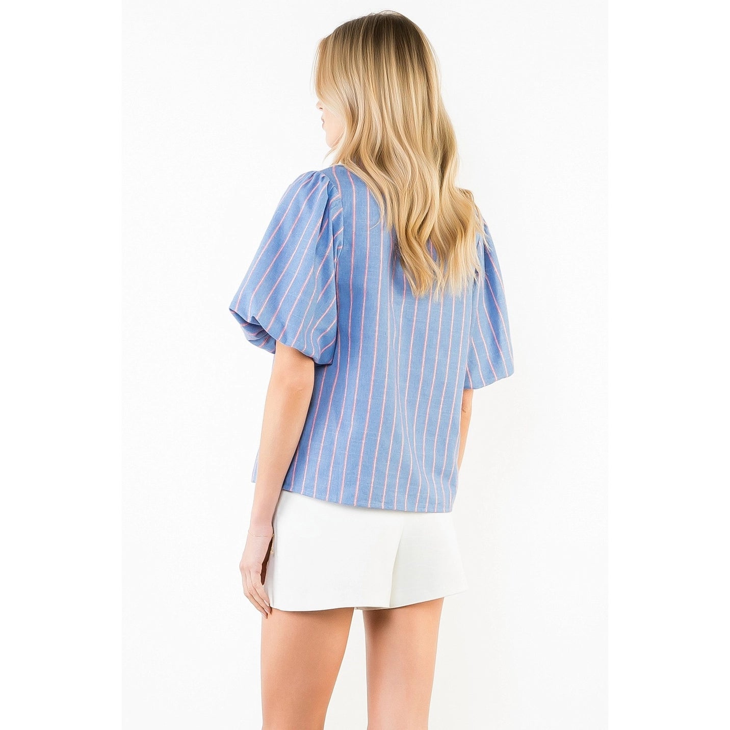 Striped Bubble Sleeve Top