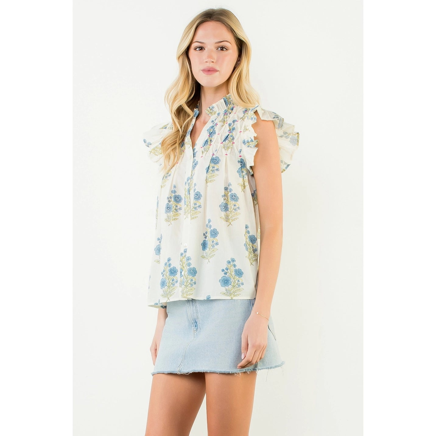 Flutter Sleeve Floral Top