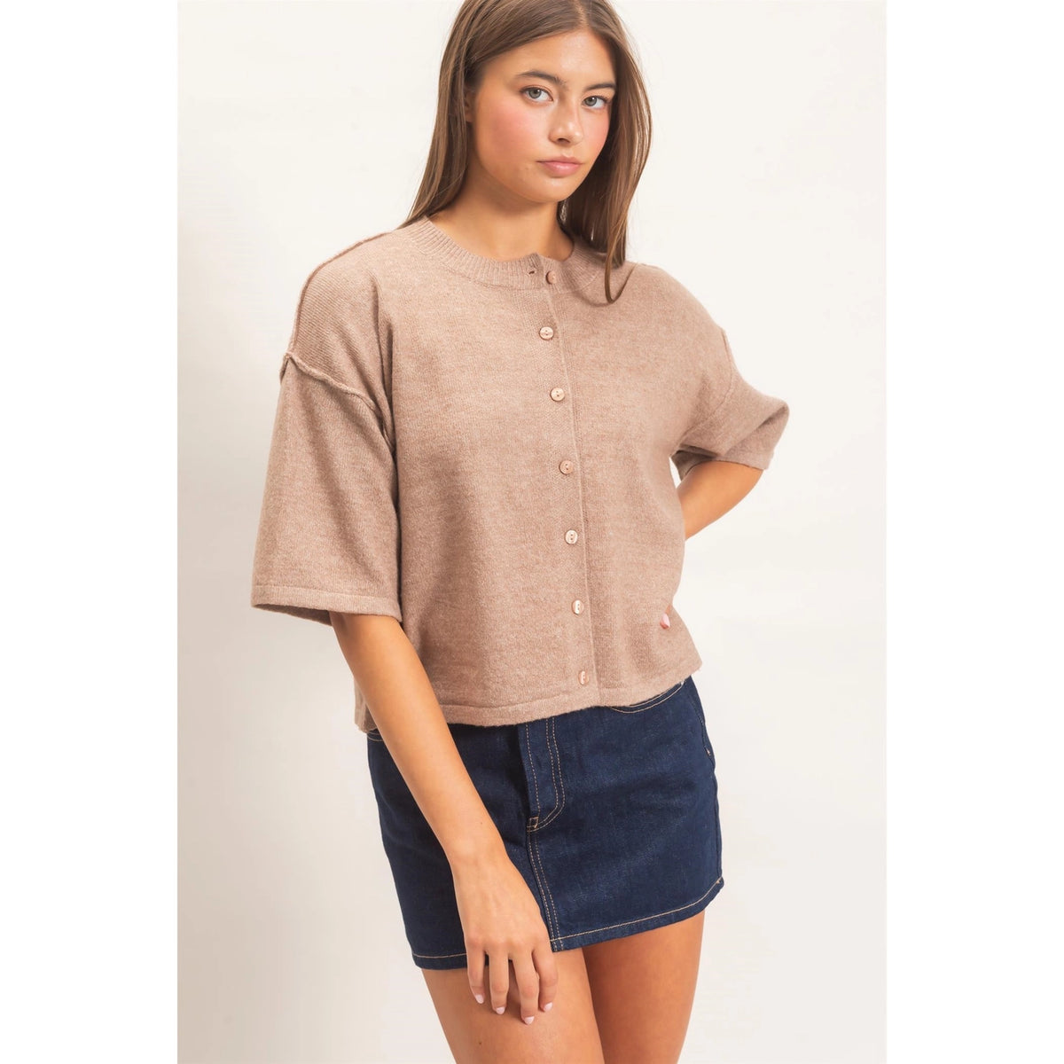 Sarah Drop Shoulder S/S Cardigan