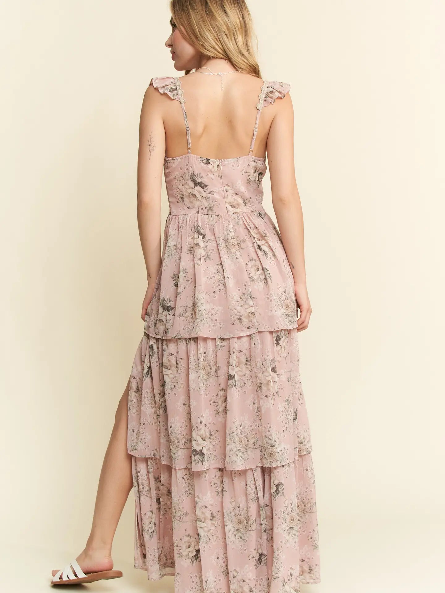 Floral Tiered Slit Dress