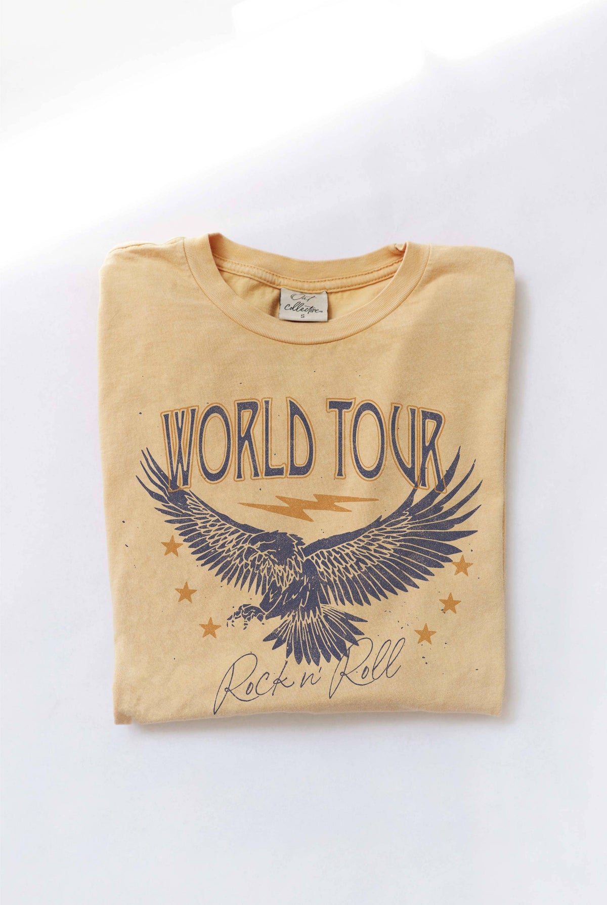 WORLD TOUR ROCK N' ROLL Mineral Washed Graphic Top