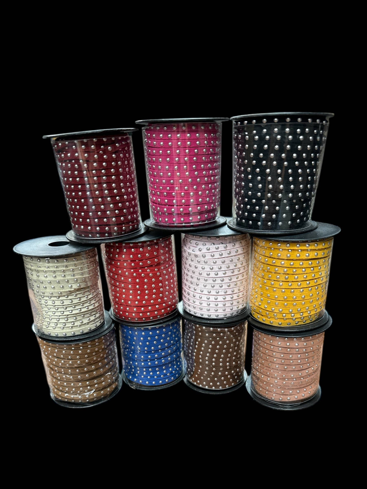 Faux Suede Cord Lace Gold & Silver studs
