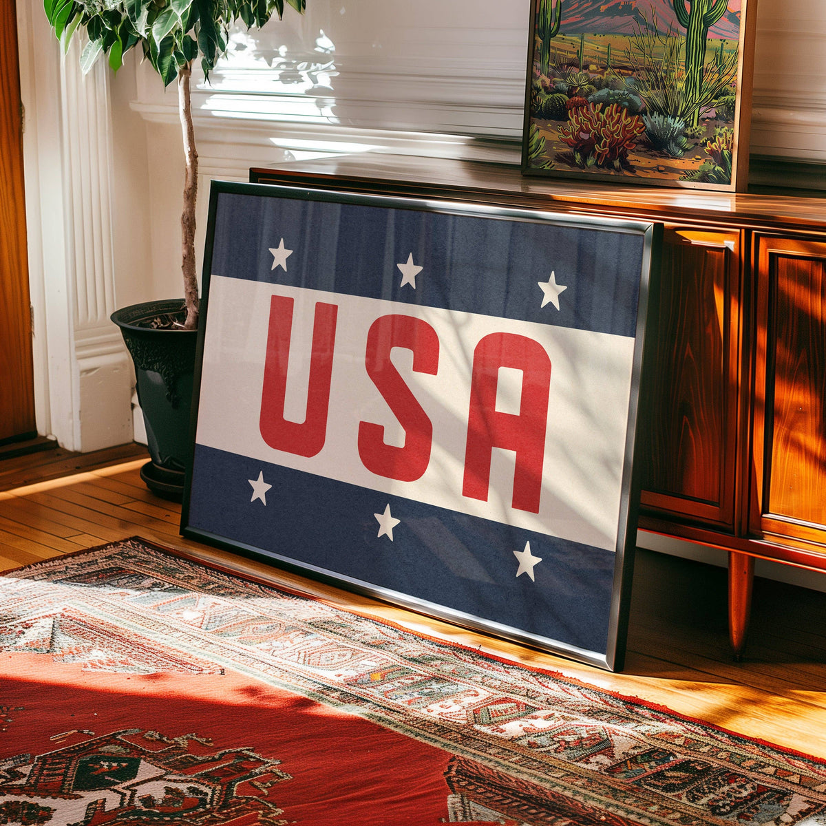 USA Patriotic Typography Art Print