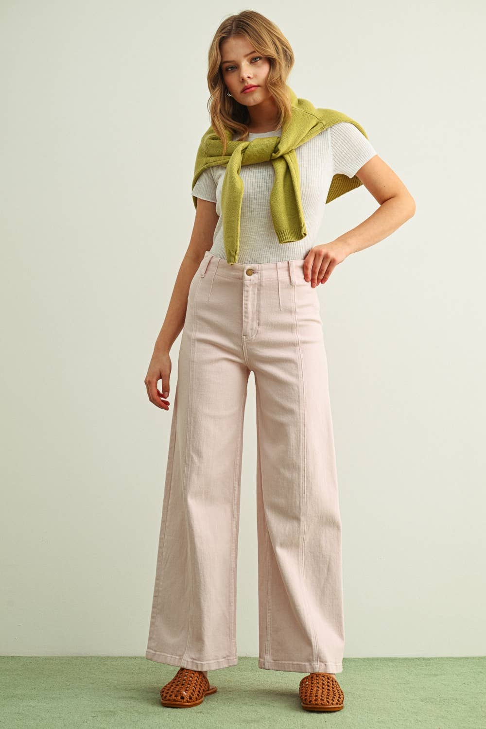 P6982 WASHED COLOR STRETCH PANTS