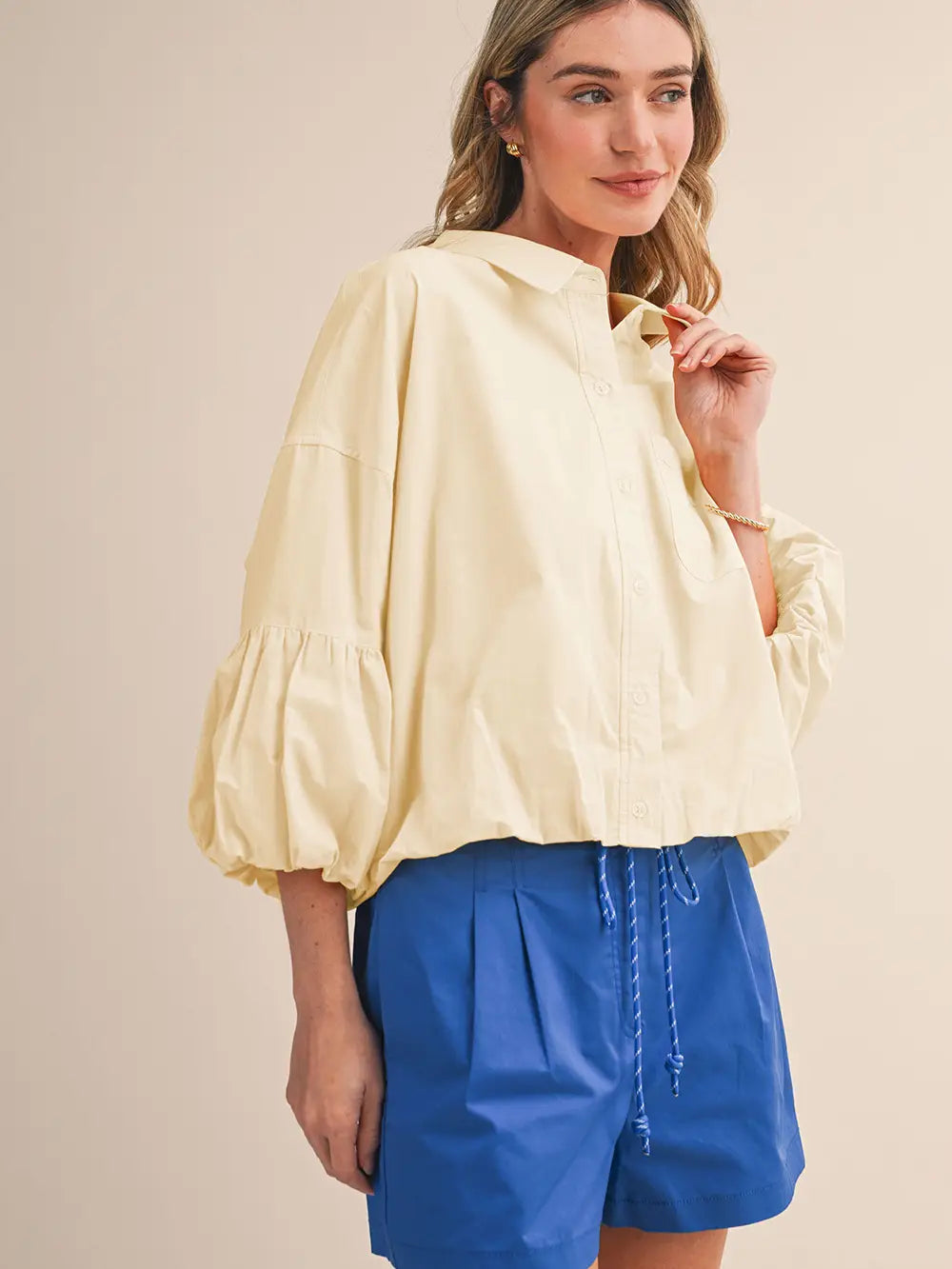 Bubble Sleeve Button Down