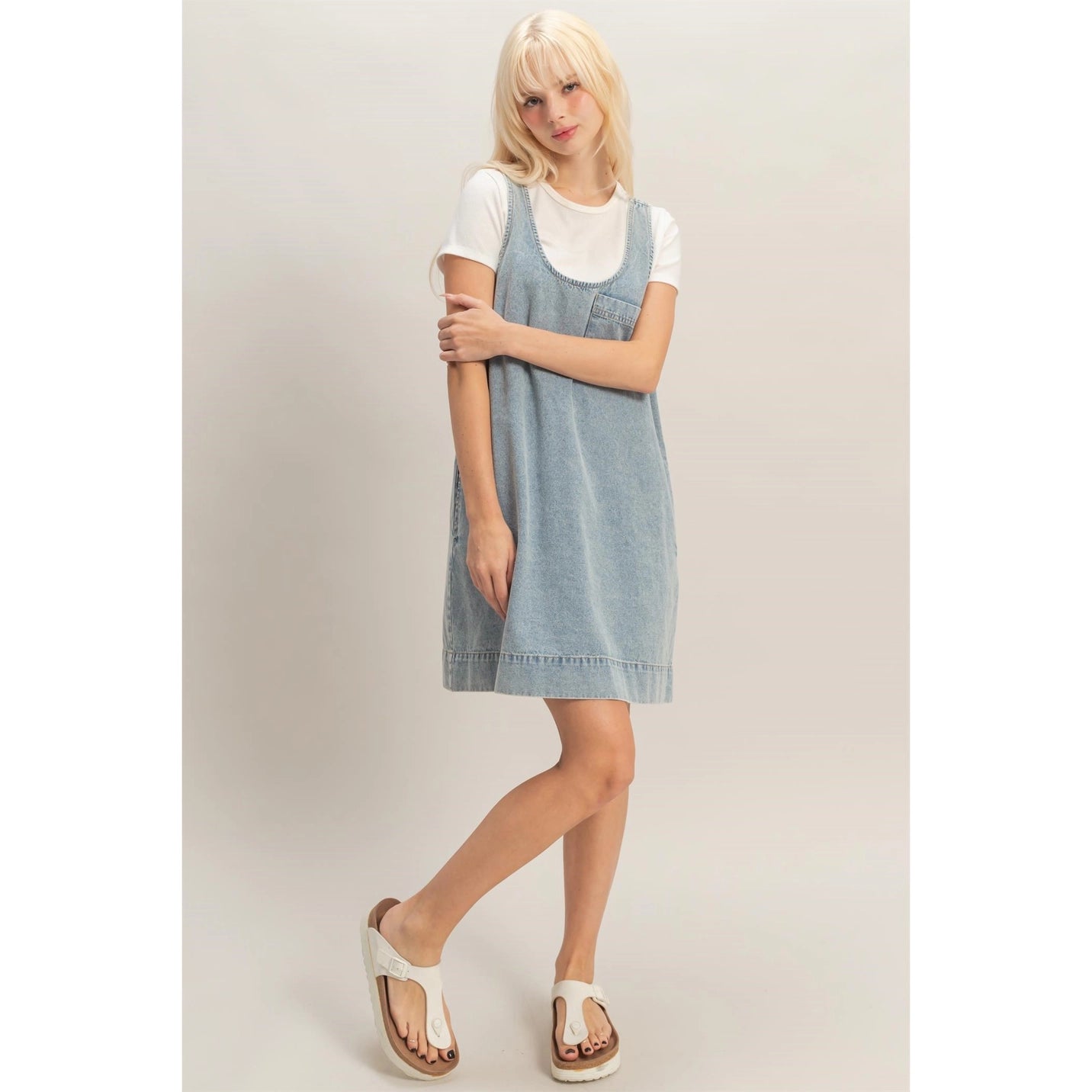 Sleeveless Denim Shift Dress