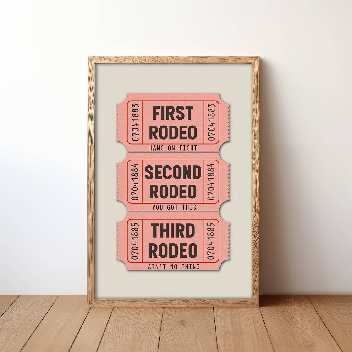 First Rodeo Ticket Stub Art Print Pink (FLAT)